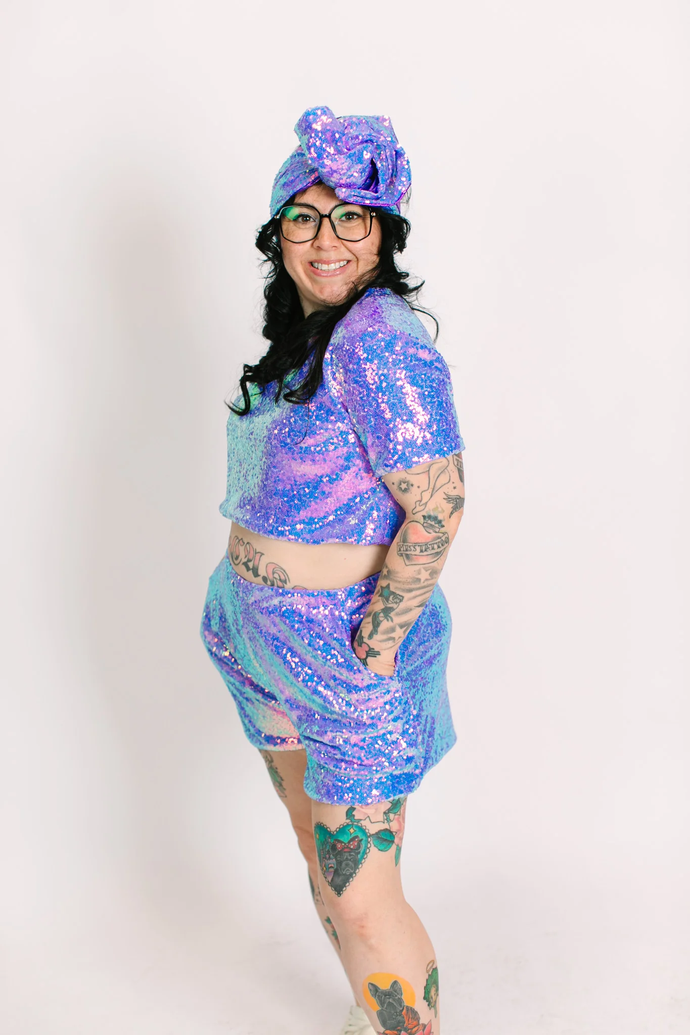 Lavender Sequin Shorts - Image 9