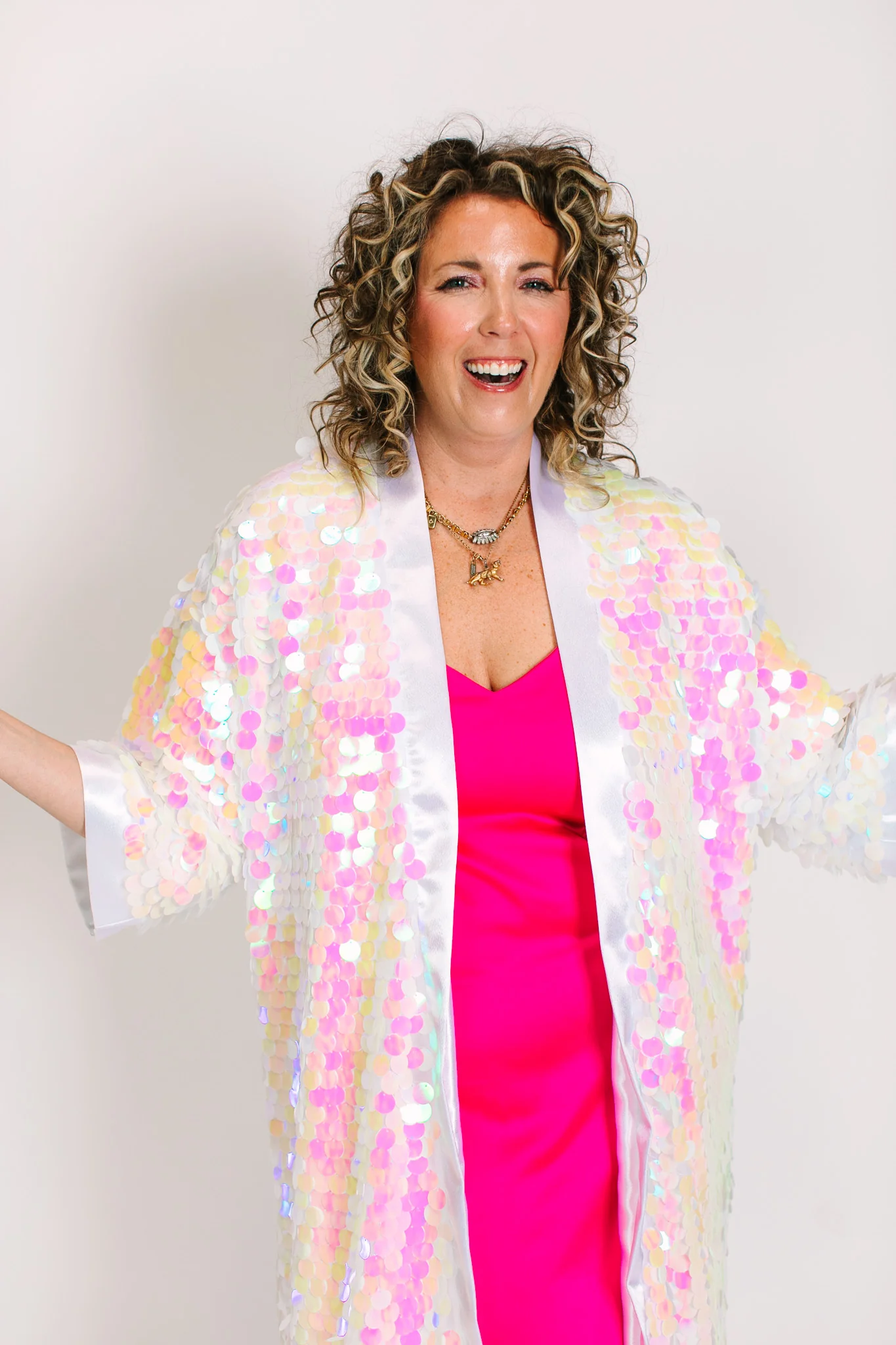Light Pink Iridescent Paillette Duster - Image 2