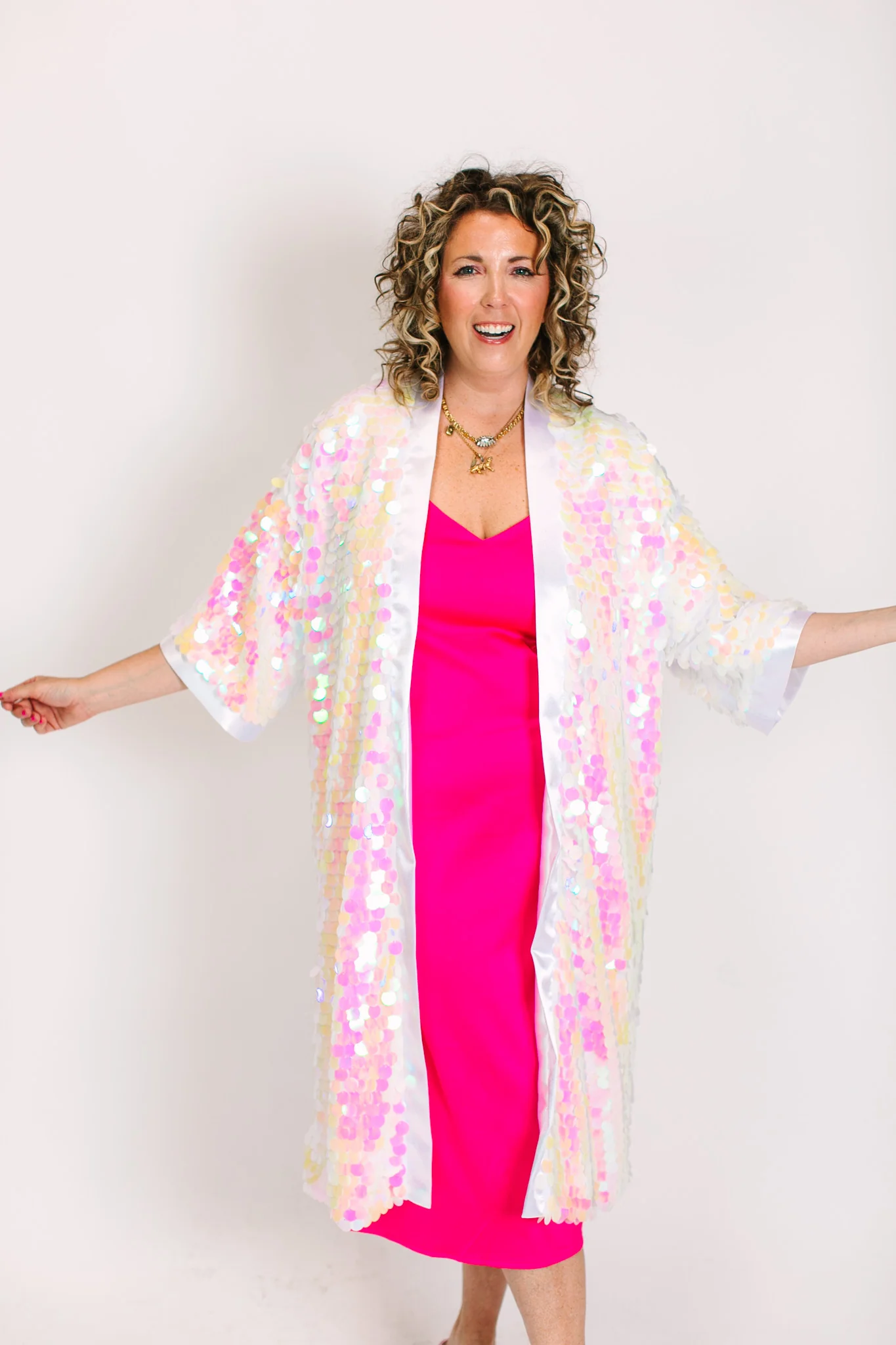 Light Pink Iridescent Paillette Duster - Image 3