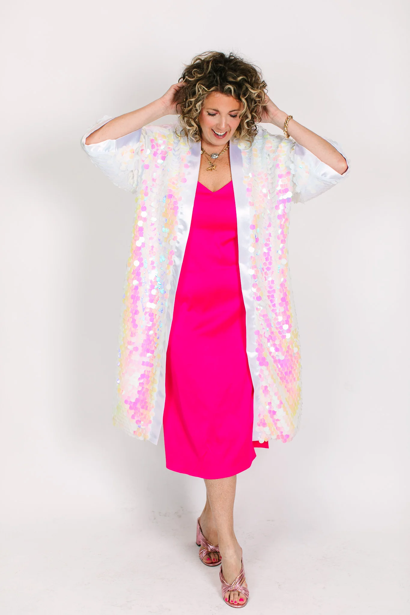 Light Pink Iridescent Paillette Duster - Image 6