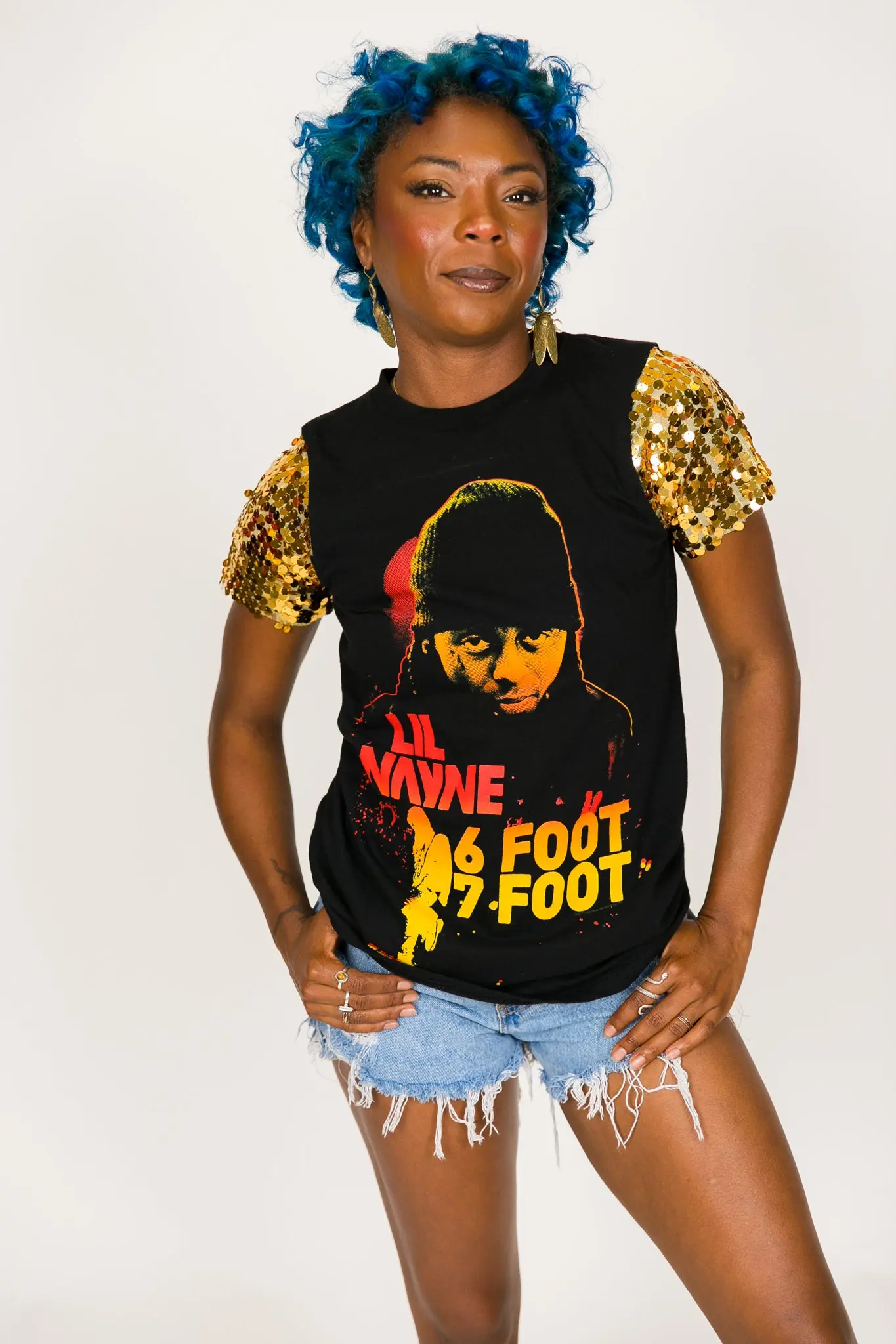 Lil Wayne Gold Sequin Sleeve Party Tee