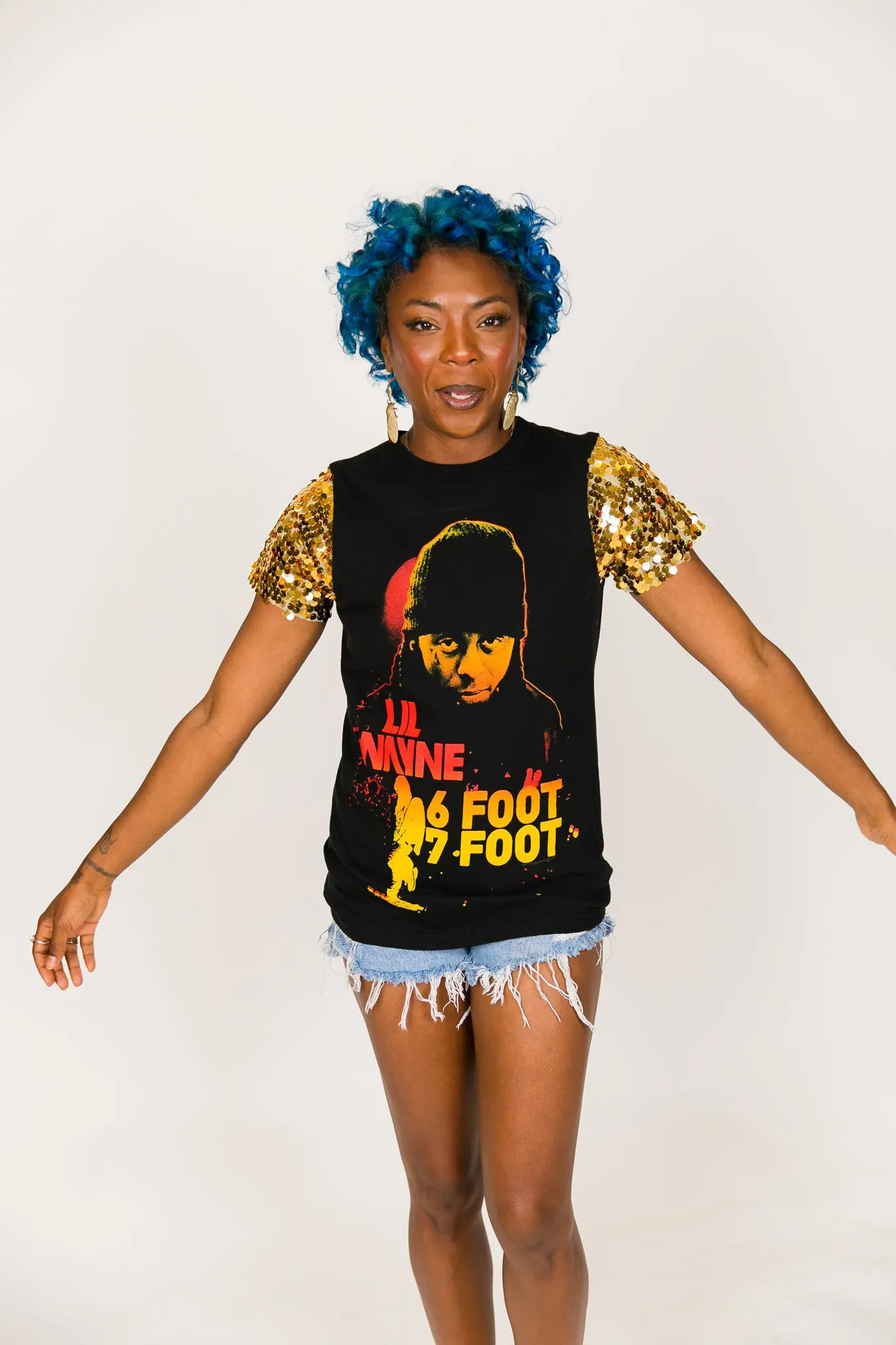 Lil Wayne Gold Sequin Sleeve Party Tee - Image 3
