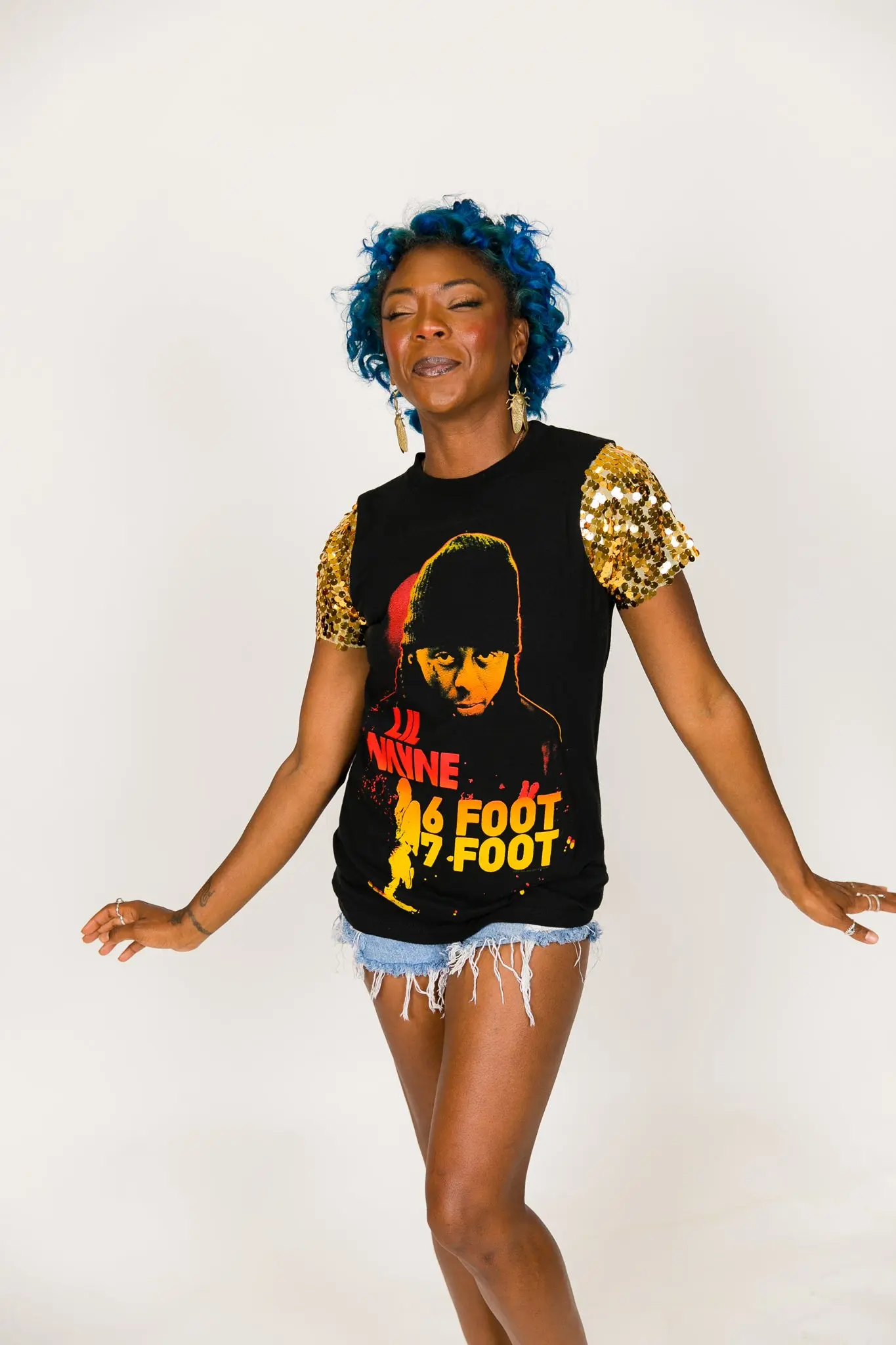 Lil Wayne Gold Sequin Sleeve Party Tee - Image 4