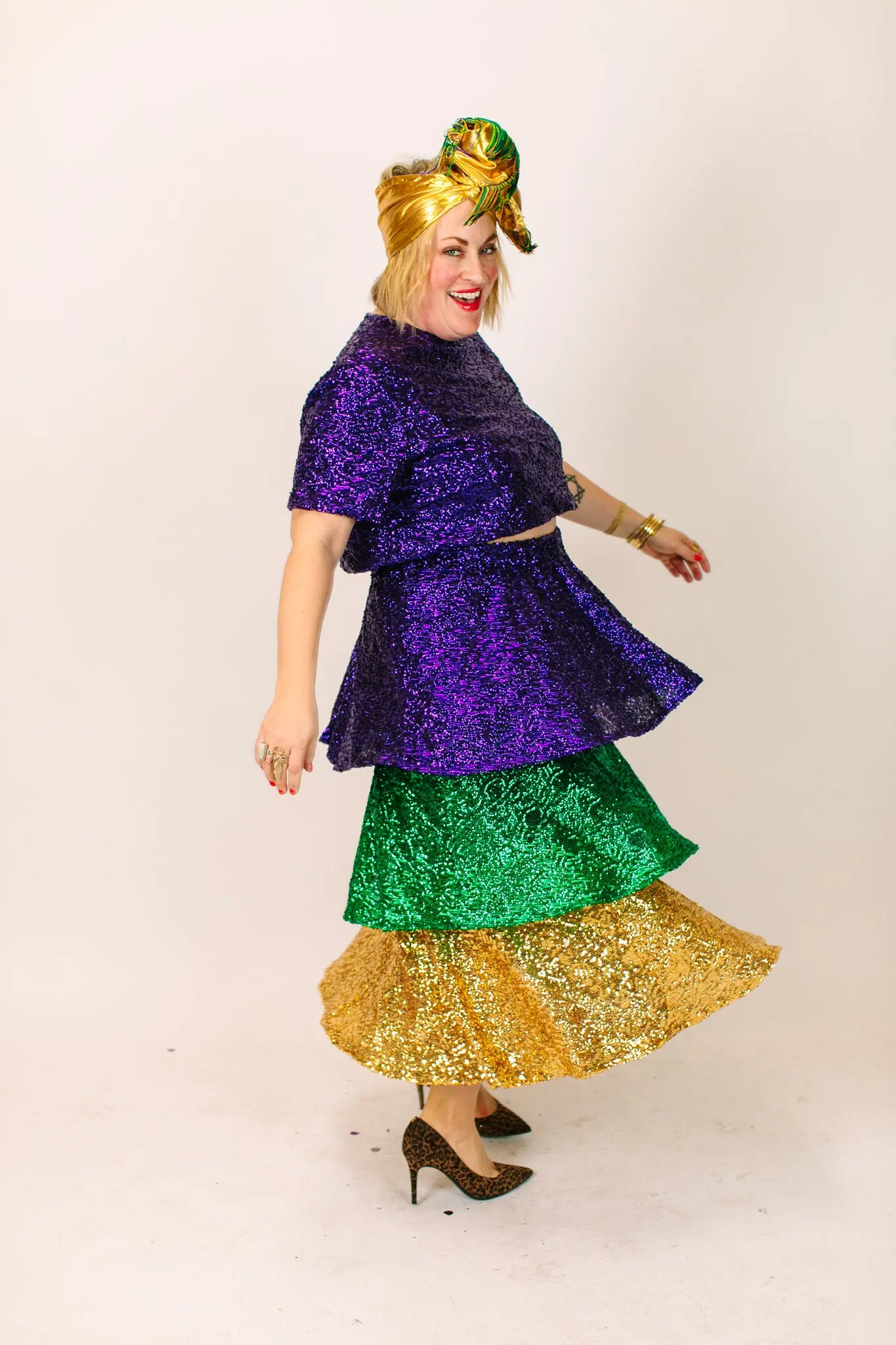 Mardi Gras 3-Tiered Sequin Skirt