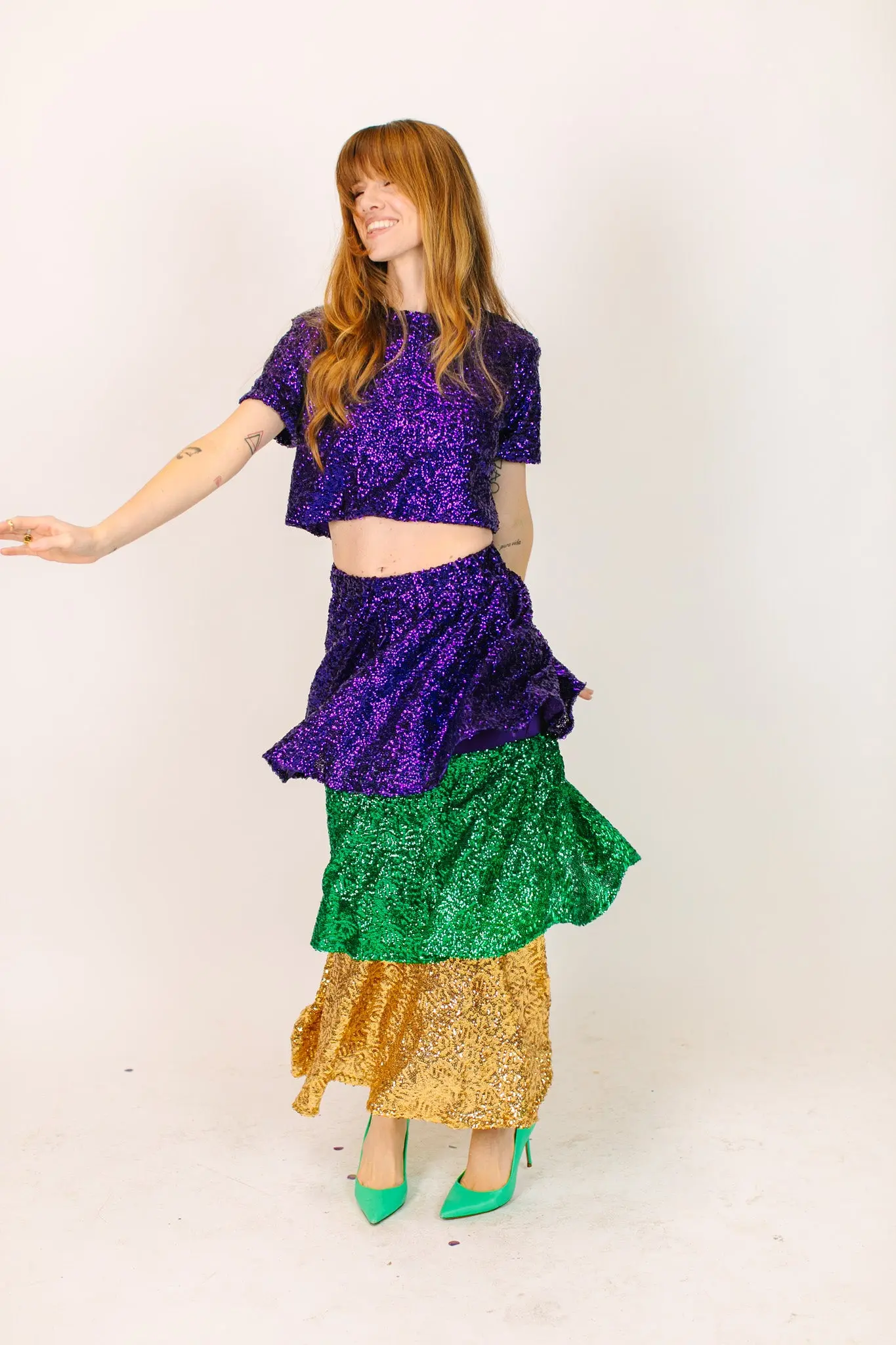 Mardi Gras 3-Tiered Sequin Skirt - Image 4