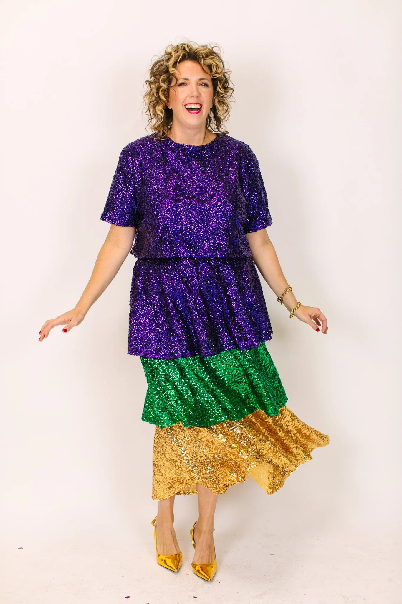 Mardi Gras 3-Tiered Sequin Skirt - Image 6