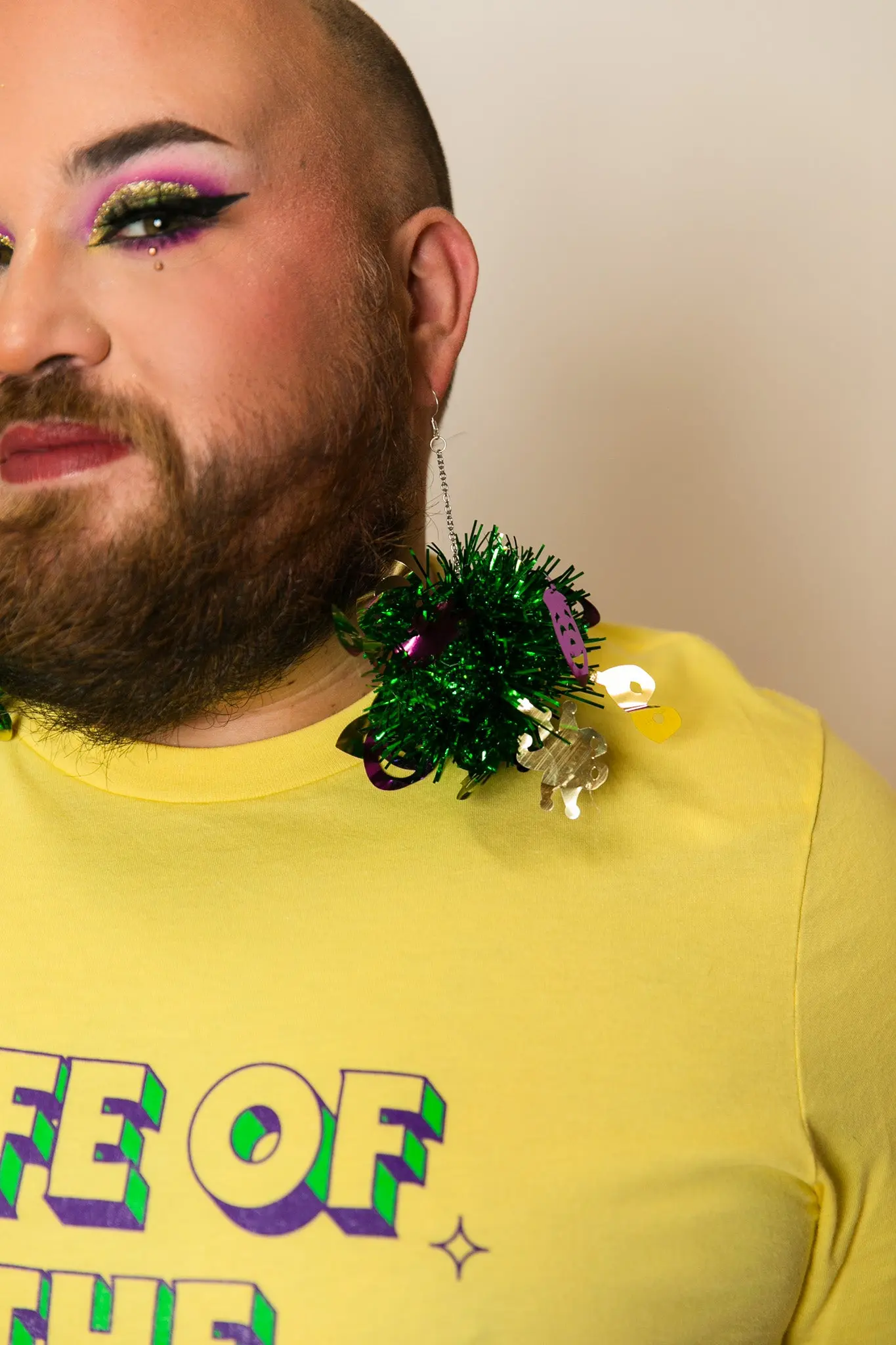 Mardi Gras Jester Pom Pom Earrings