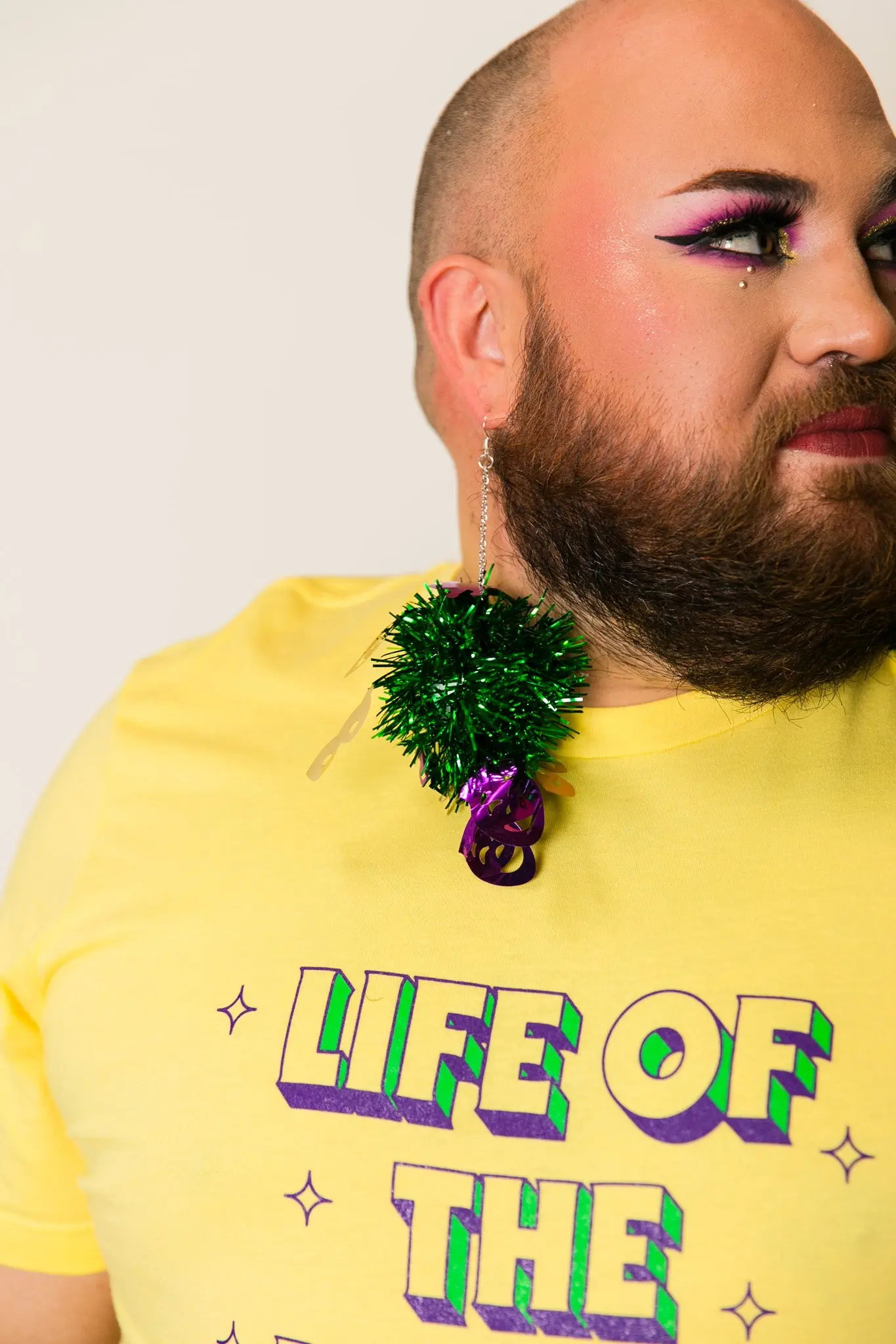 Mardi Gras Jester Pom Pom Earrings - Image 3