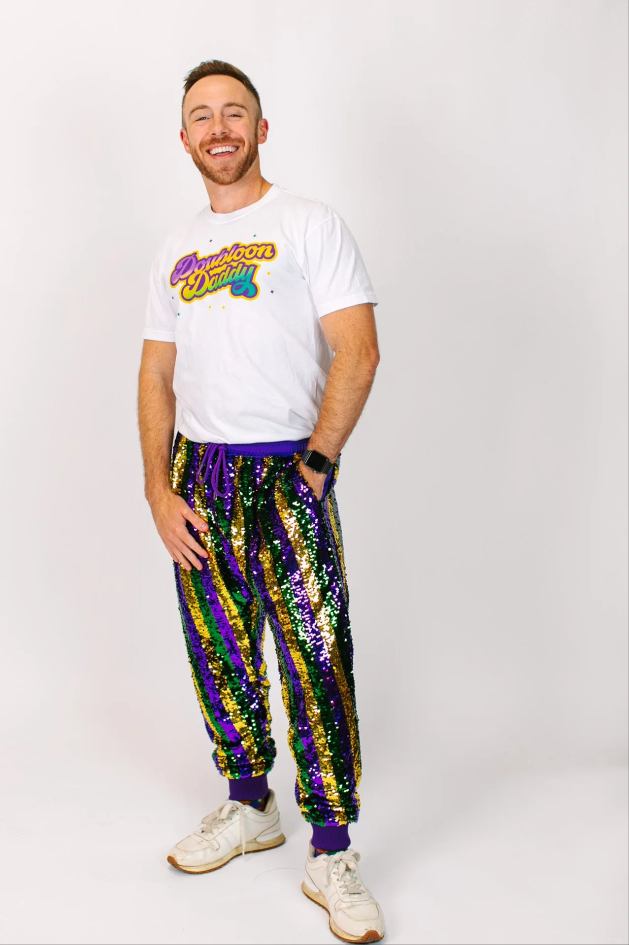 Mardi Gras Stripe Sequin Joggers