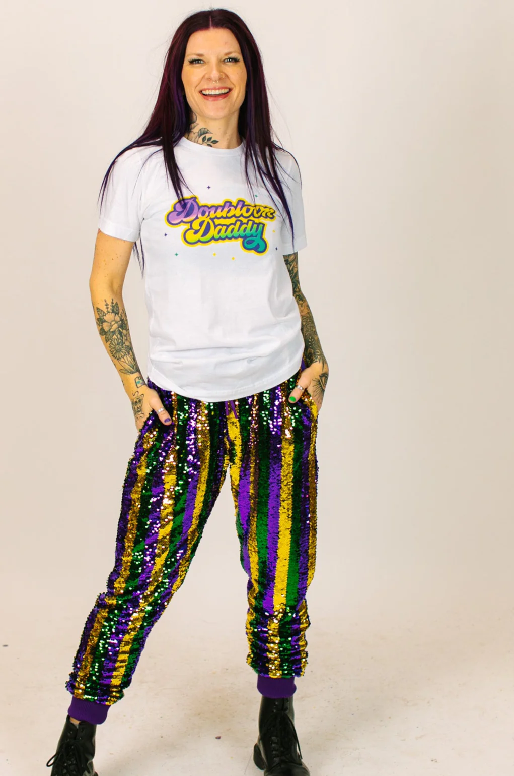Mardi Gras Stripe Sequin Joggers - Image 7