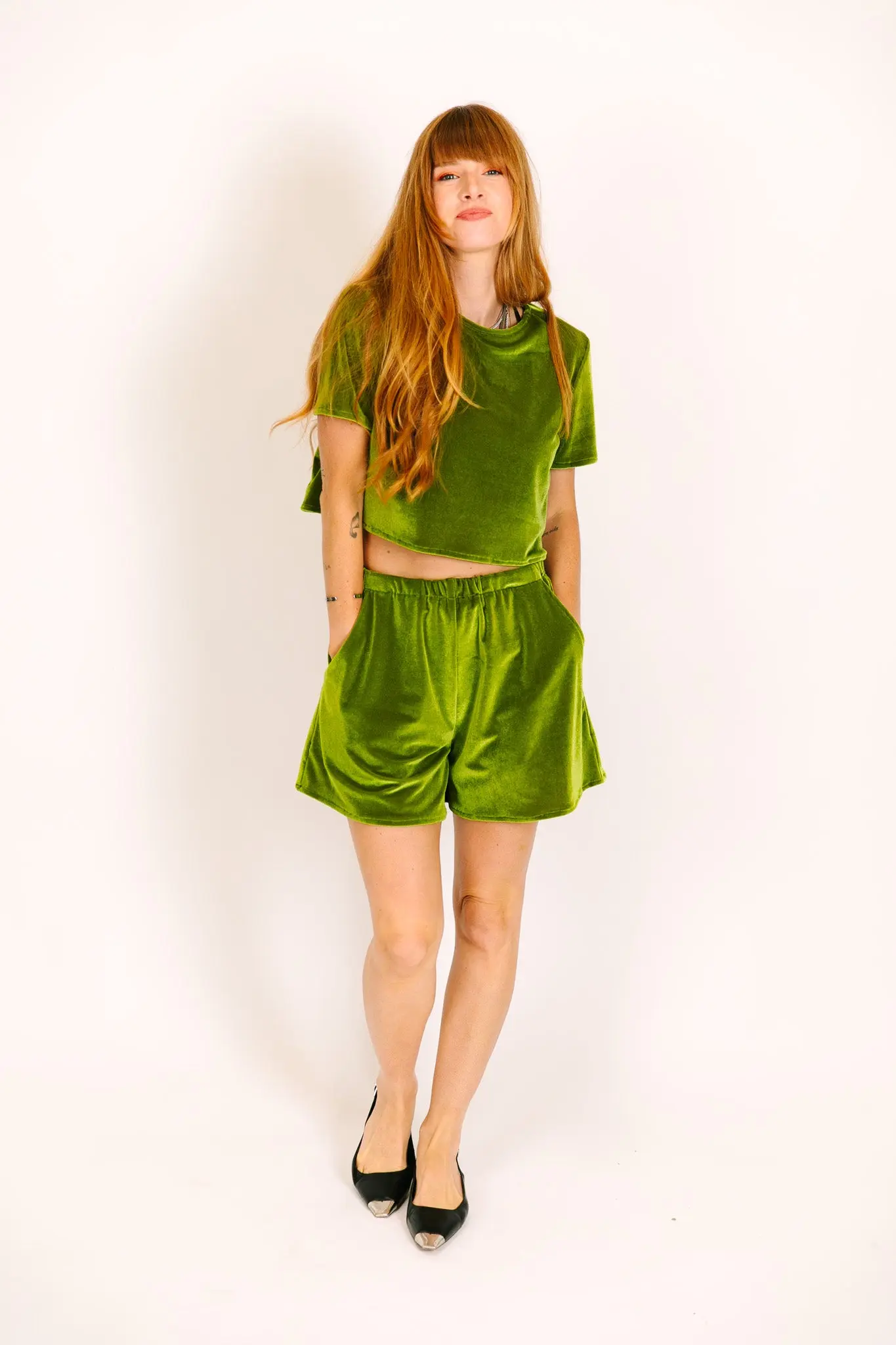 Olive Velvet Baddie Shorts - Image 11