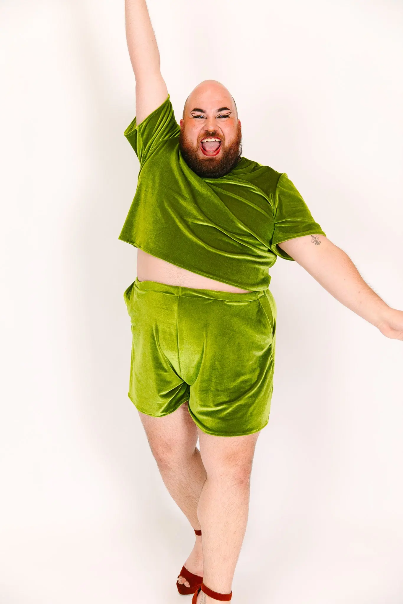 Olive Velvet Baddie Shorts - Image 14