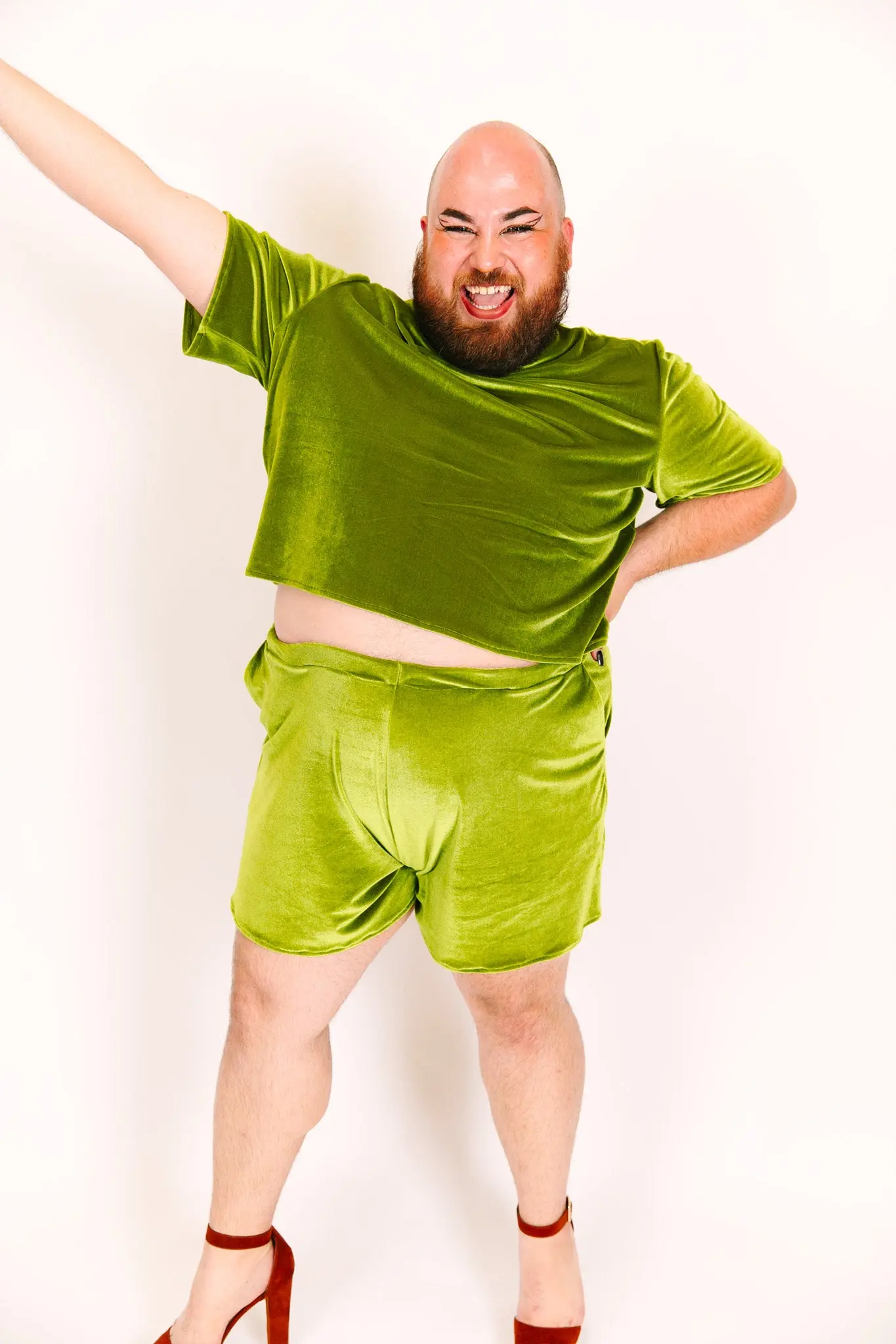 Olive Velvet Baddie Shorts - Image 4