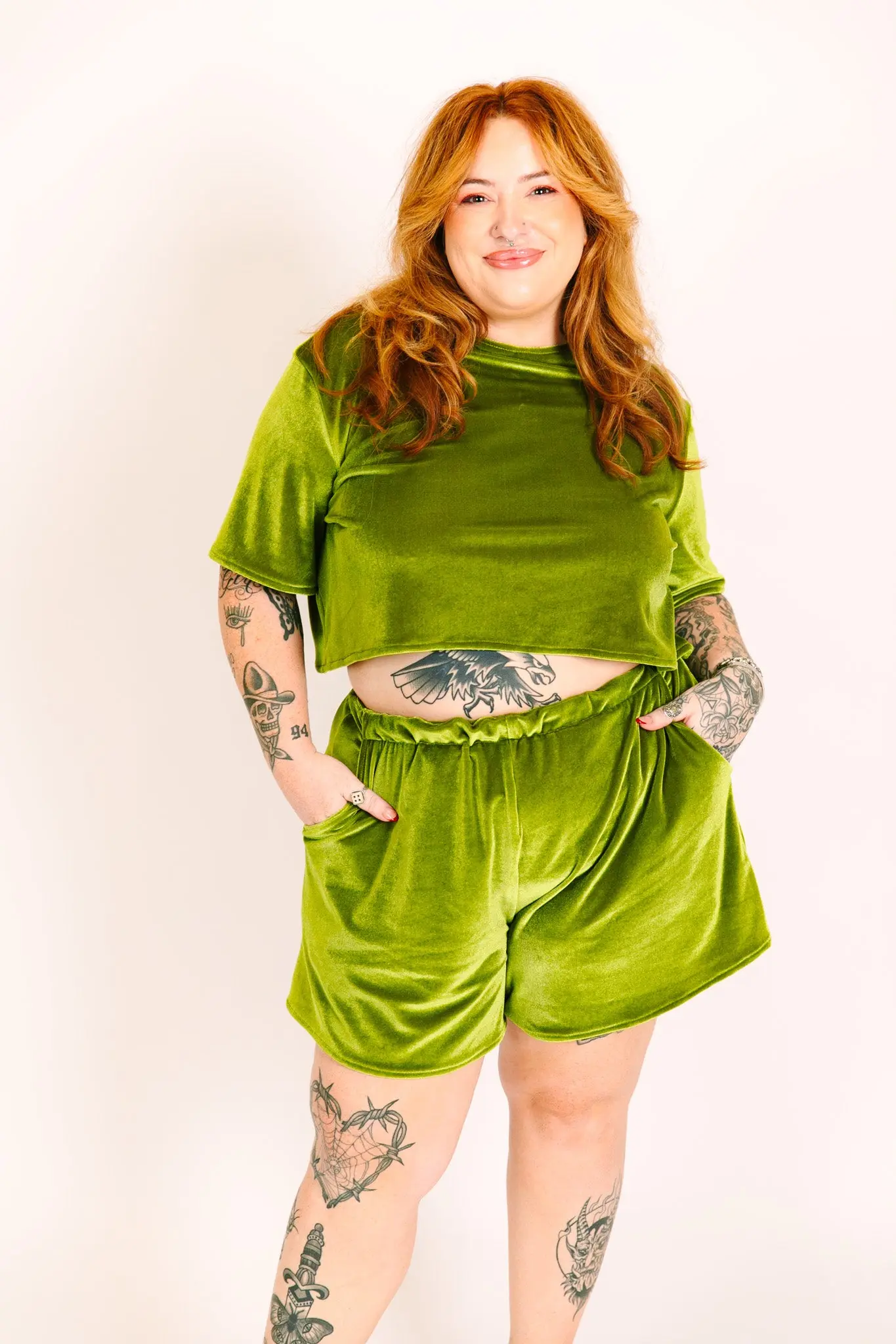 Olive Velvet Baddie Shorts - Image 8