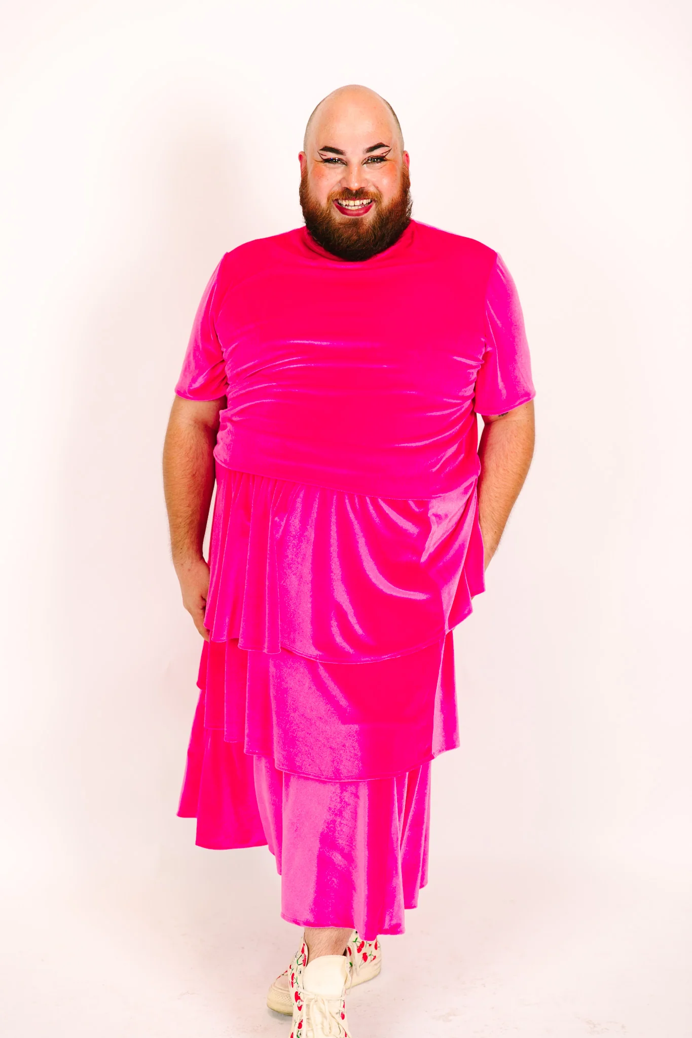 Pink 3-Tiered Velvet Skirt - Image 12