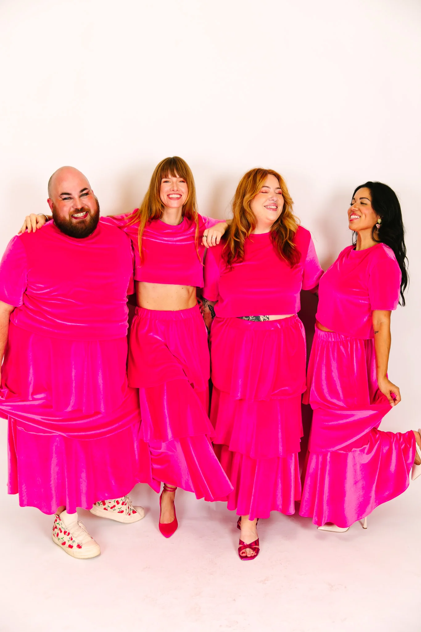Pink 3-Tiered Velvet Skirt - Image 2