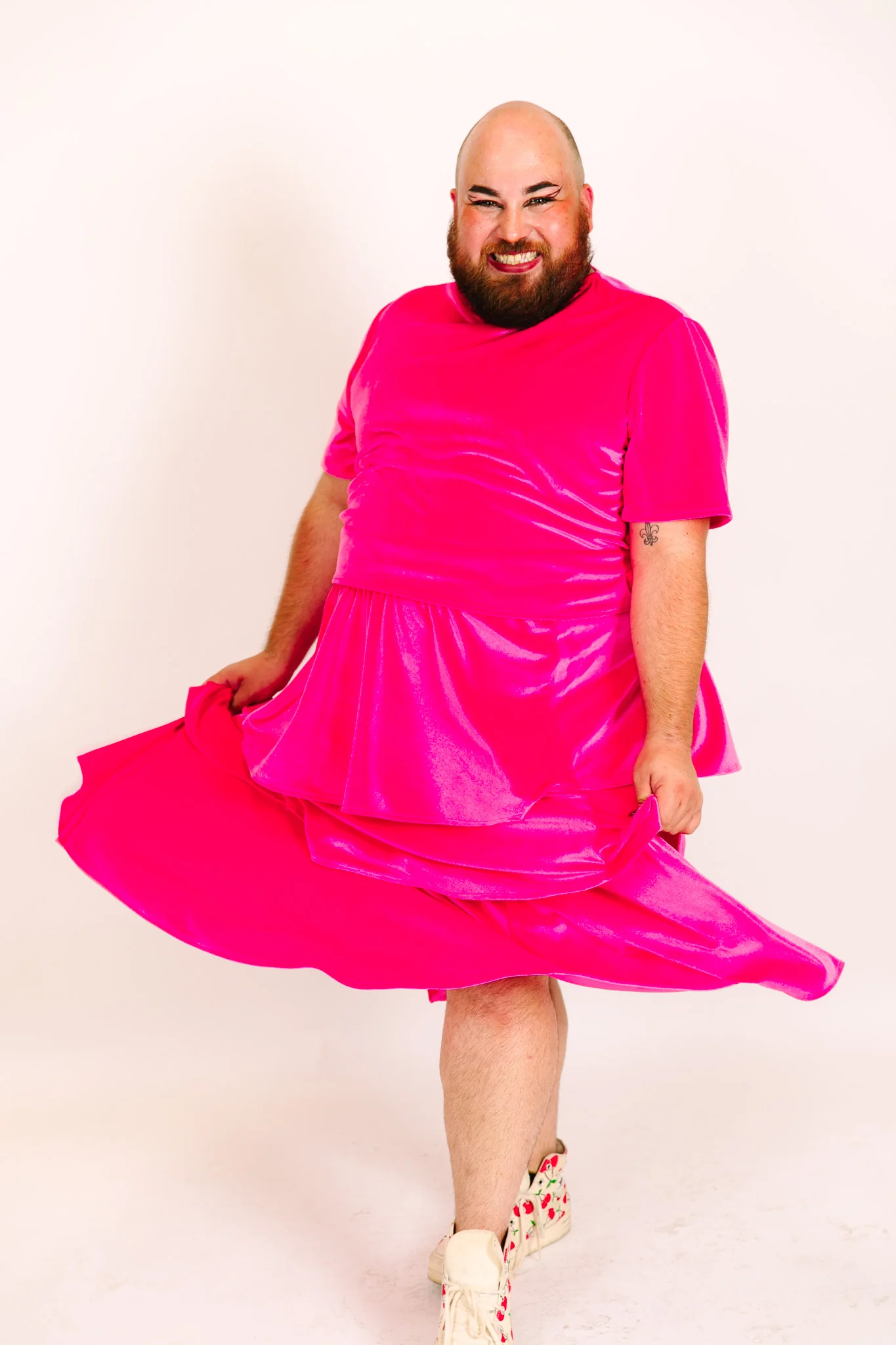 Pink 3-Tiered Velvet Skirt - Image 4