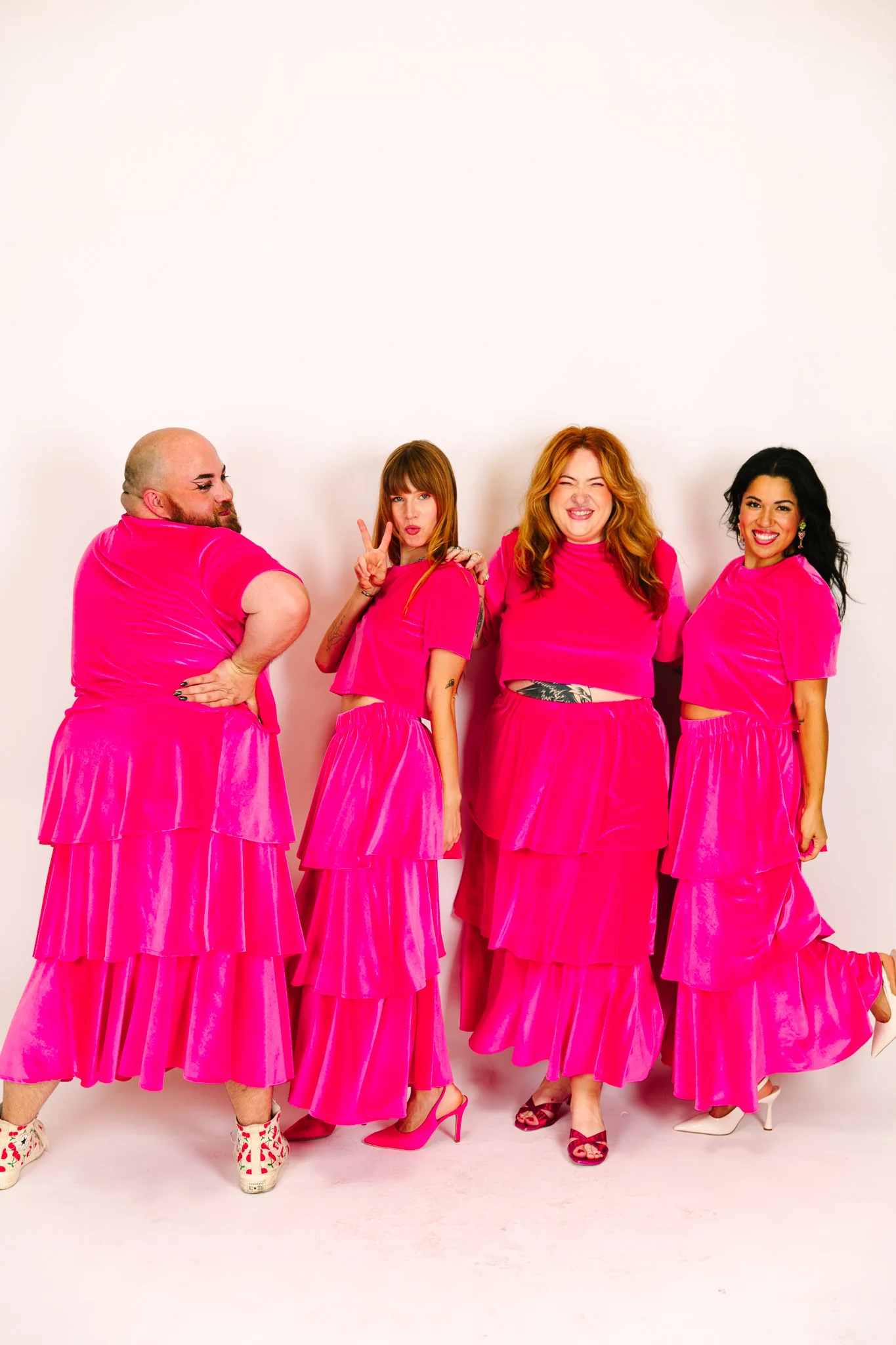 Pink 3-Tiered Velvet Skirt - Image 6