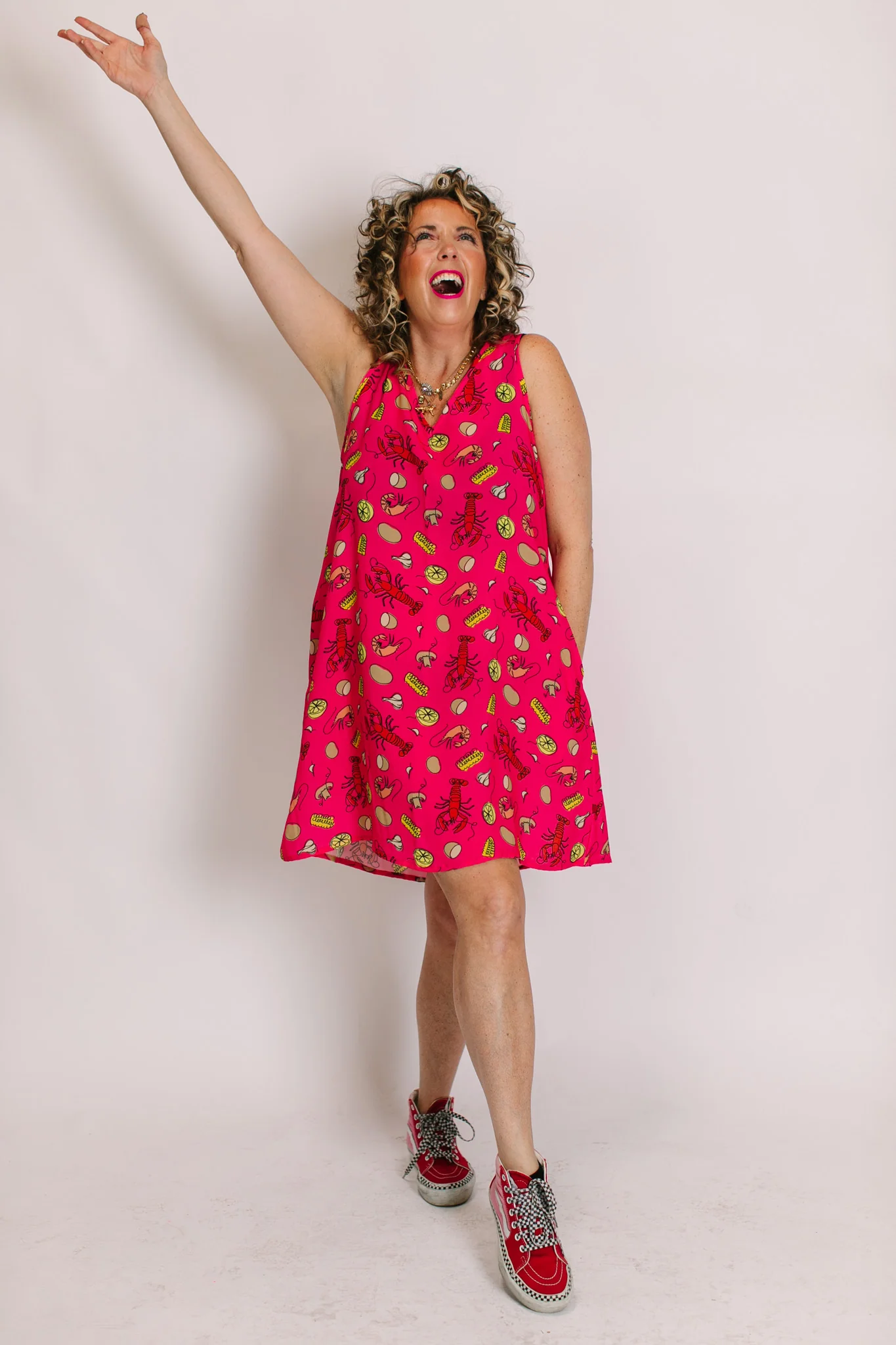 Pink Crawfish Swing Dress