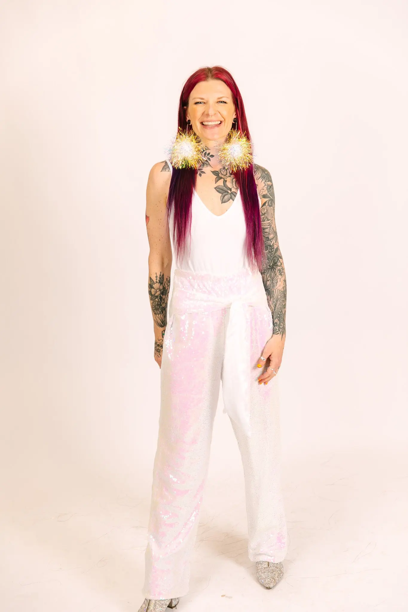 Pink Iridescent High Waisted Sequin Pant - Image 6