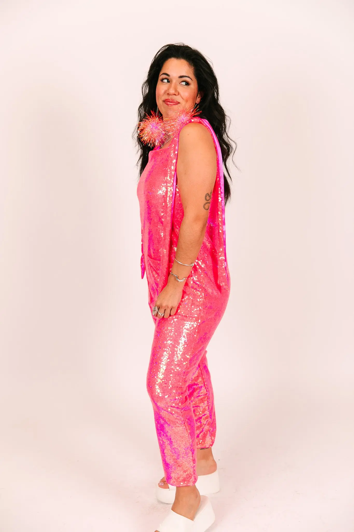 Pink Sequin Jumpsuit - Image 11