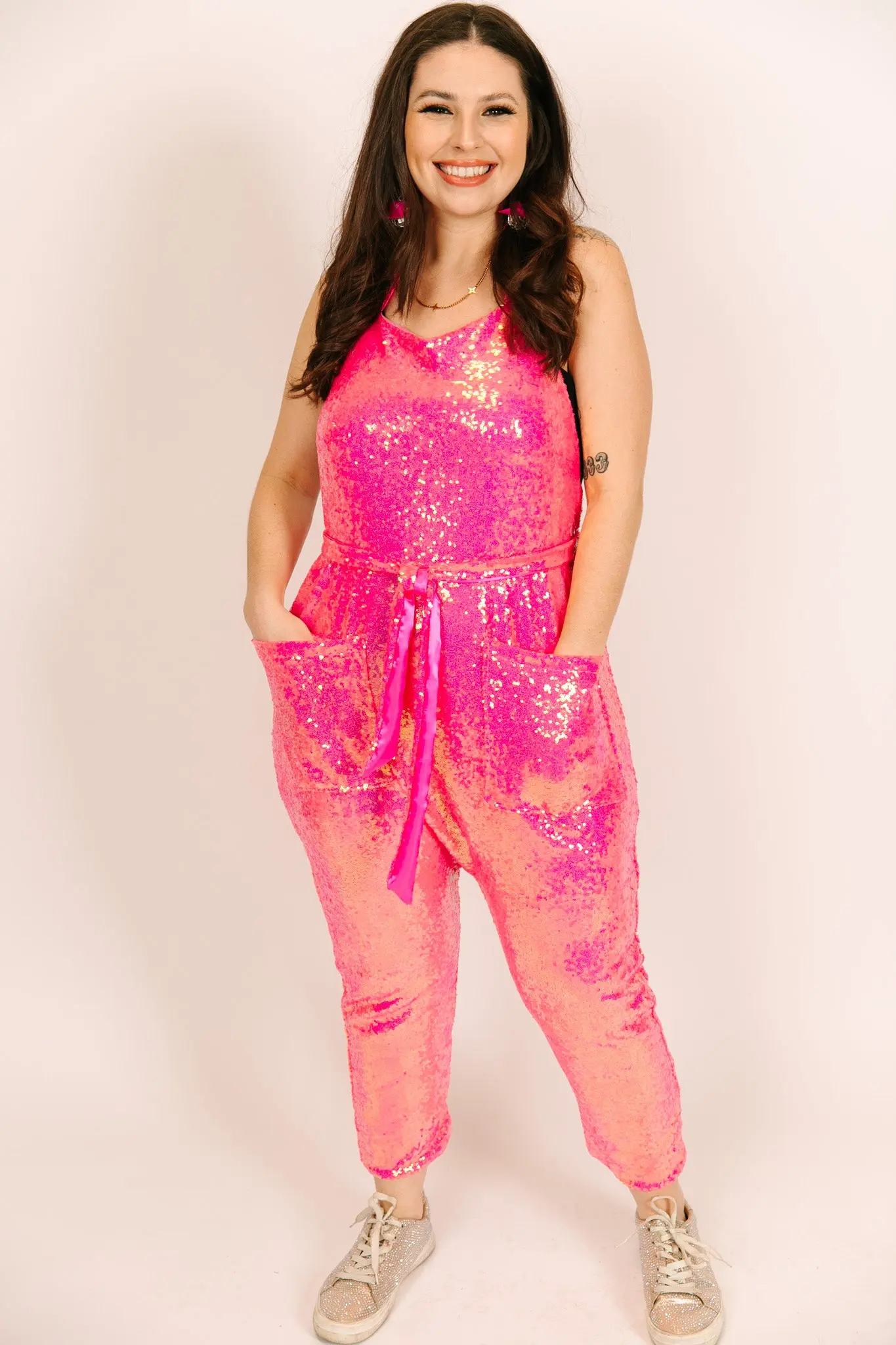 Pink Sequin Jumpsuit - Image 3