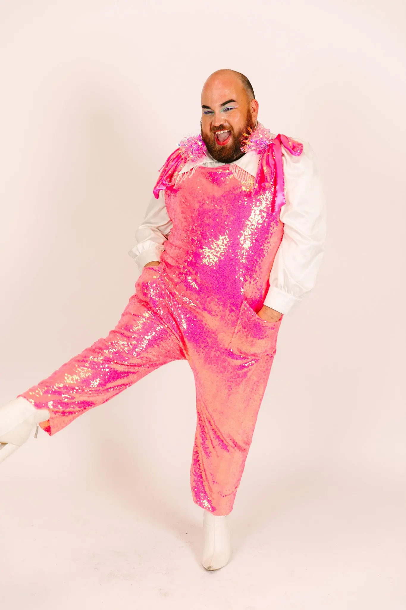 Pink Sequin Jumpsuit - Image 4