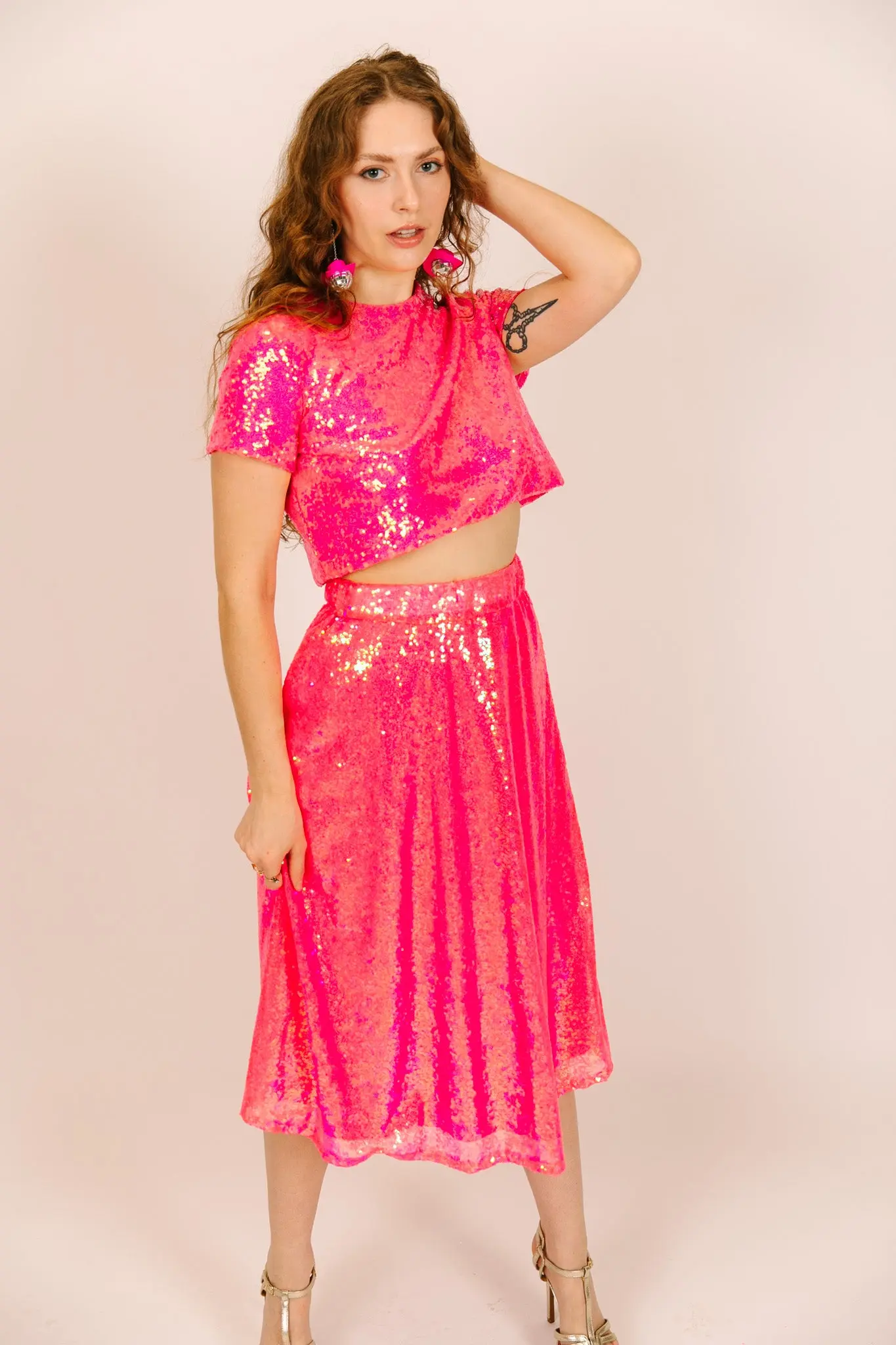 Pink Sequin Skirt
