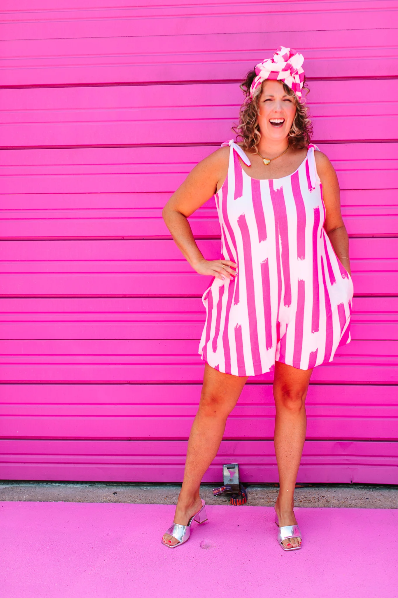 Pink Stripe Romper - Image 4