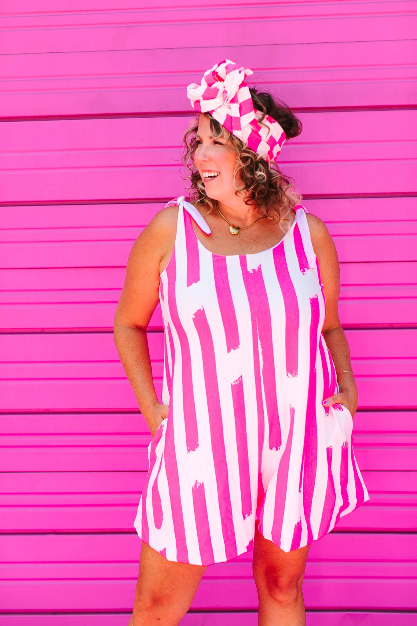 Pink Stripe Romper - Image 5