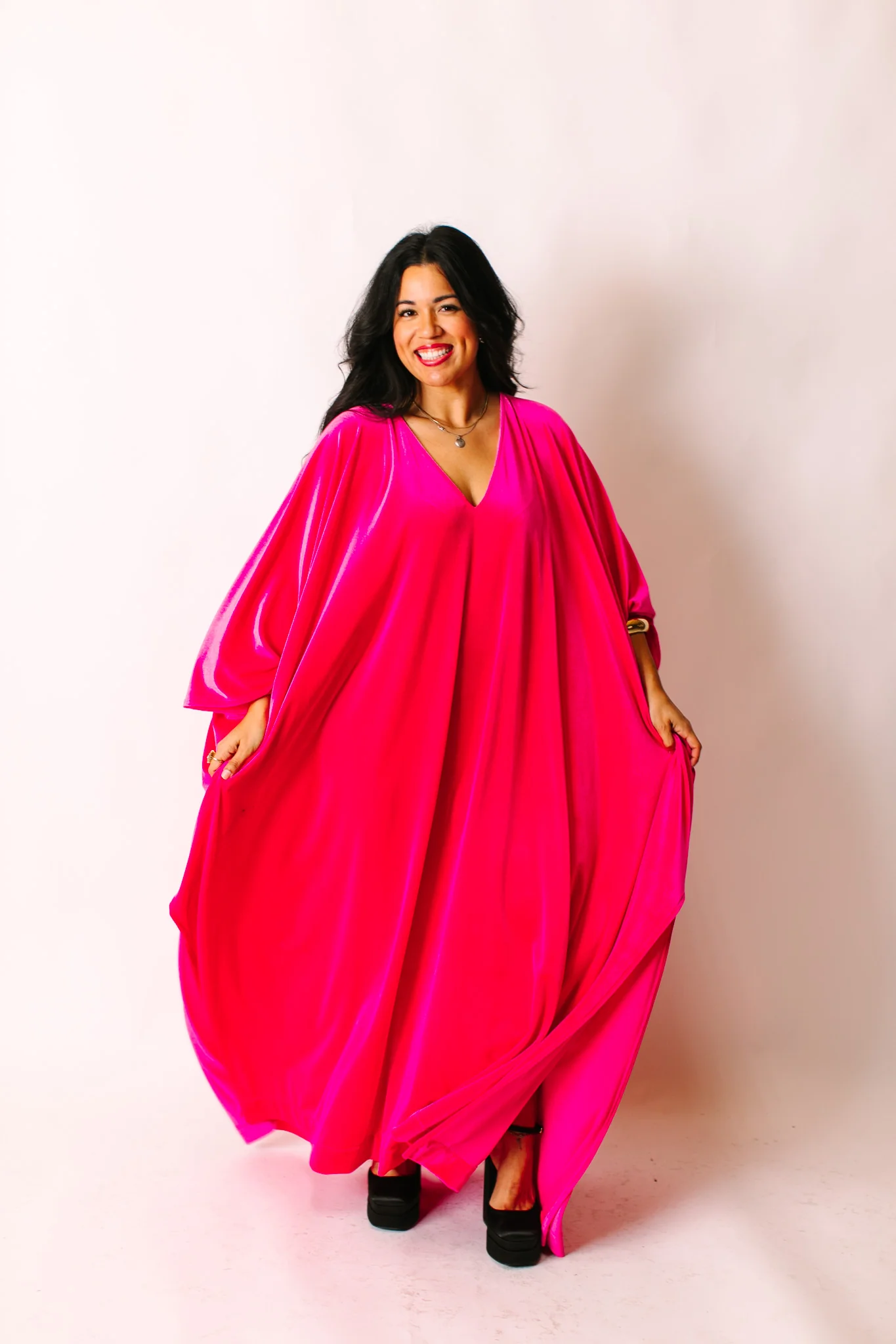 Pink Velvet Long Caftan