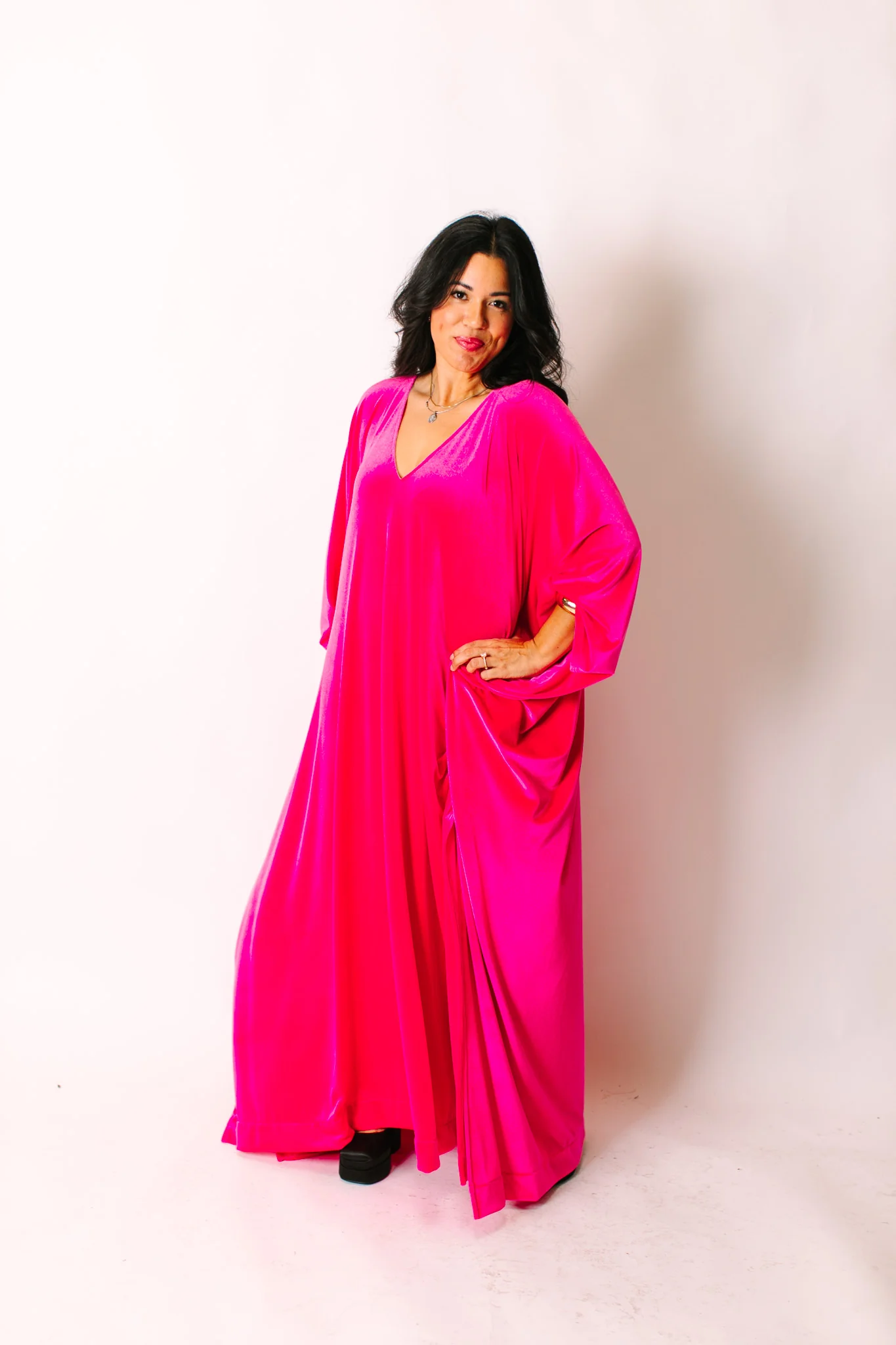 Pink Velvet Long Caftan - Image 5