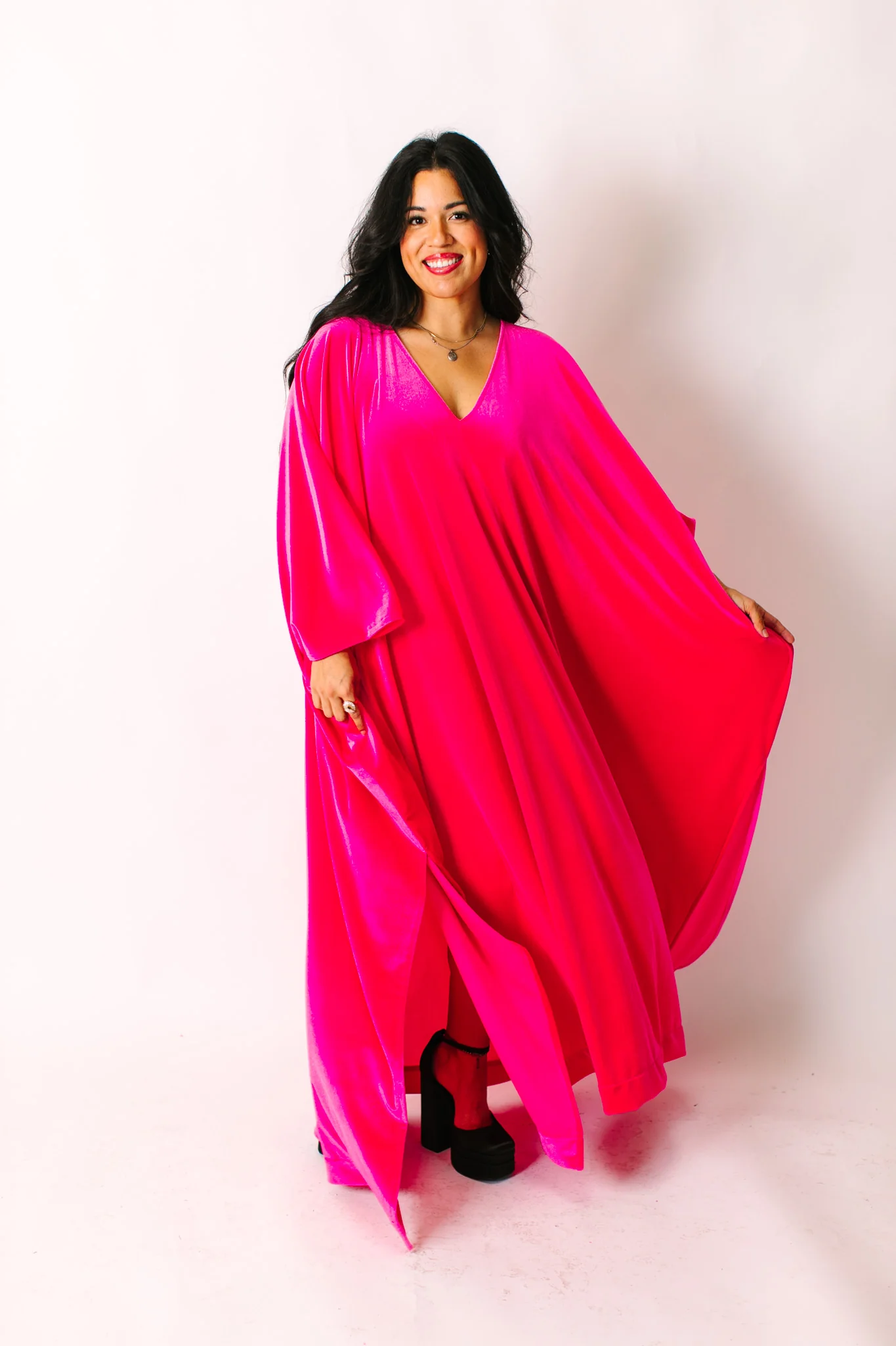 Pink Velvet Long Caftan - Image 6