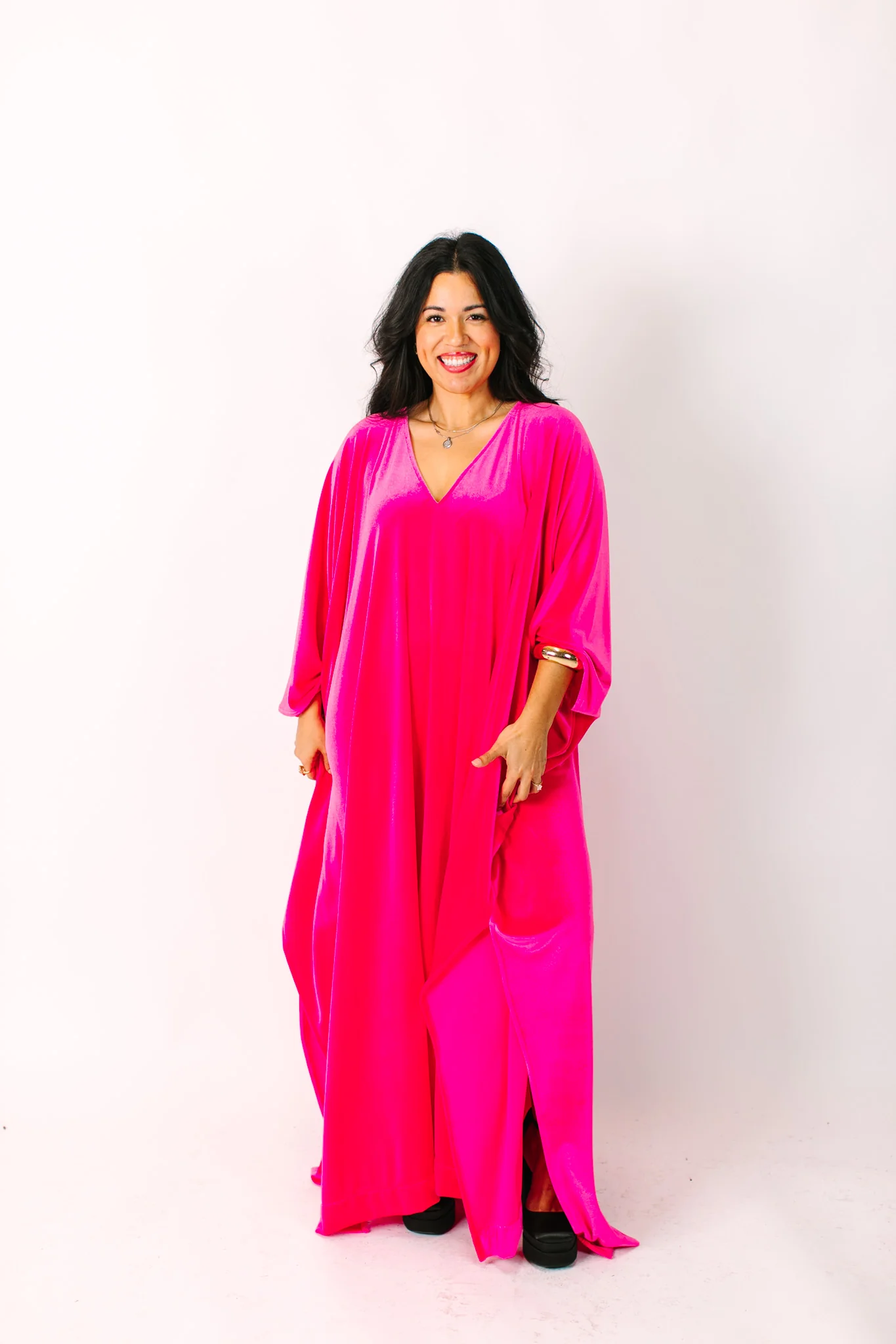 Pink Velvet Long Caftan - Image 7