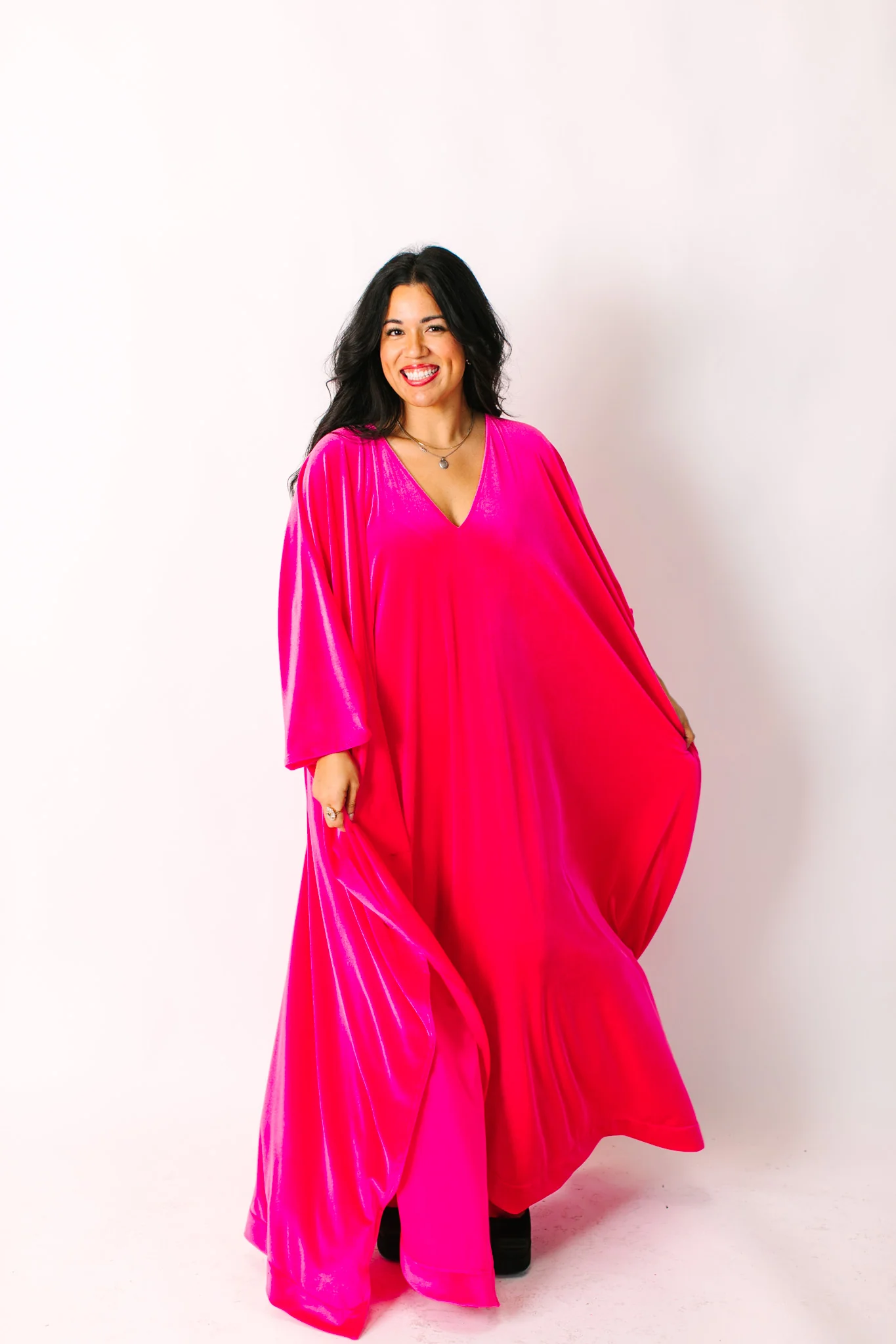Pink Velvet Long Caftan - Image 8