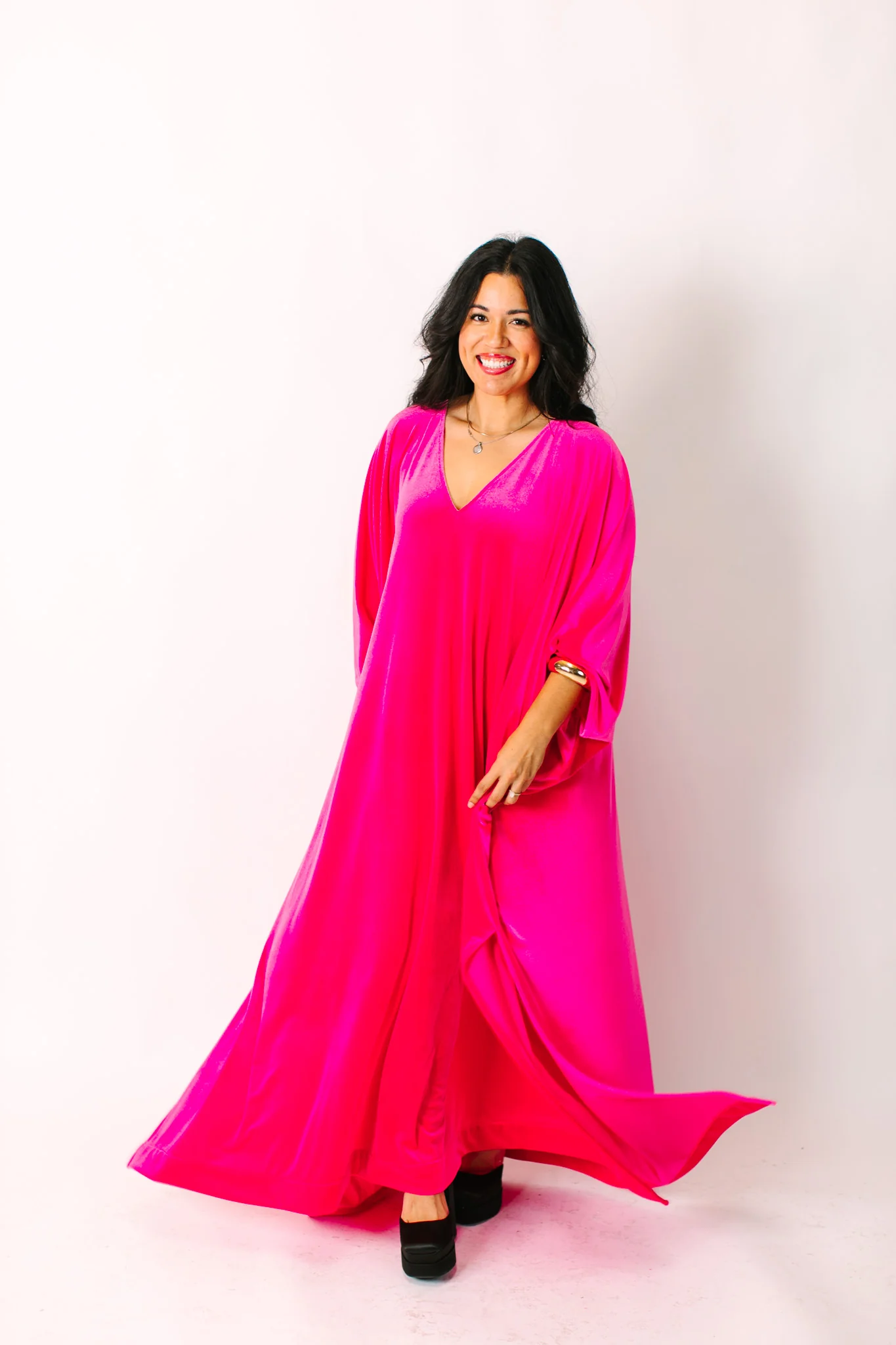 Pink Velvet Long Caftan - Image 9