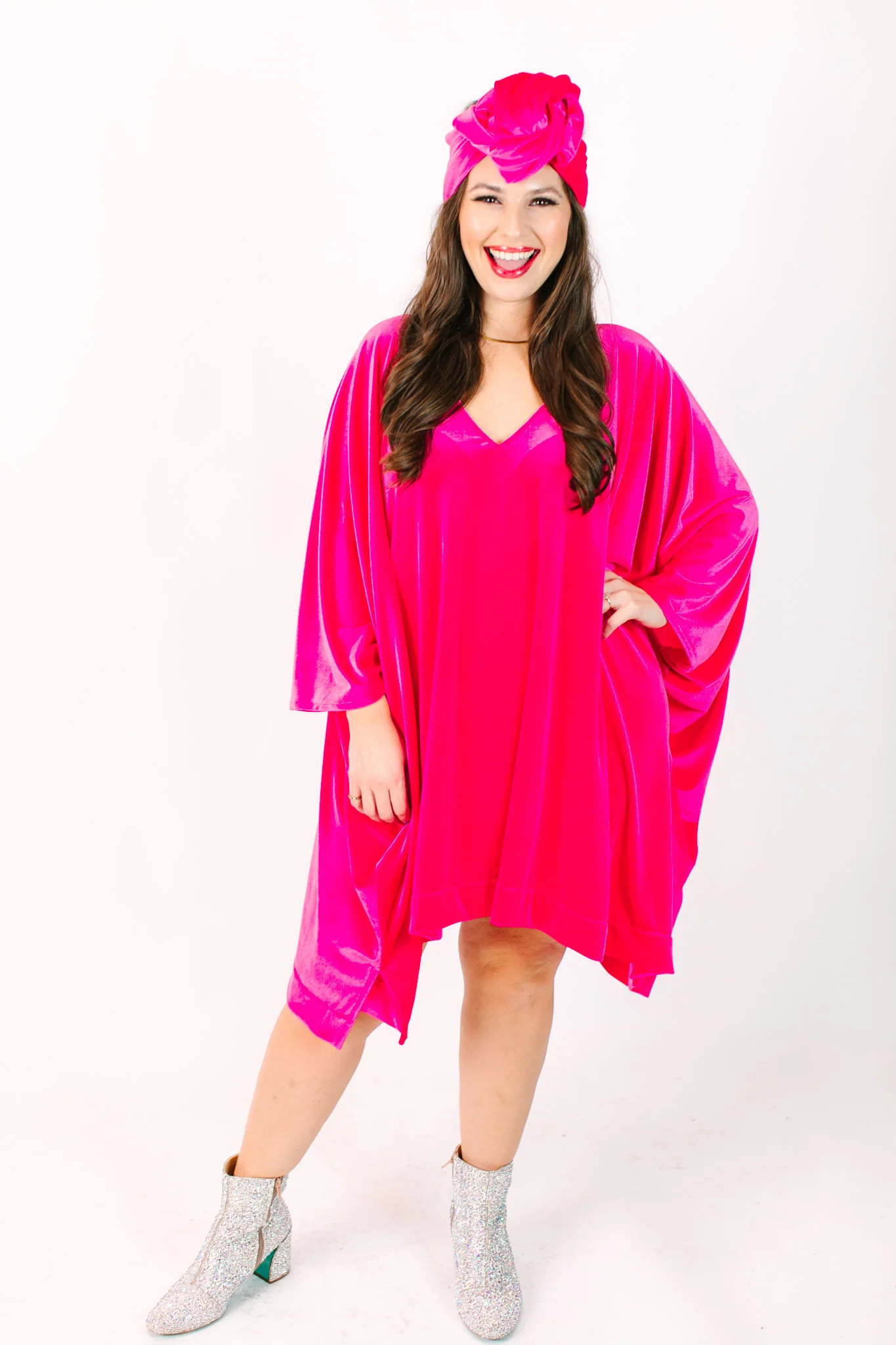 Pink Velvet Short Caftan - Image 10