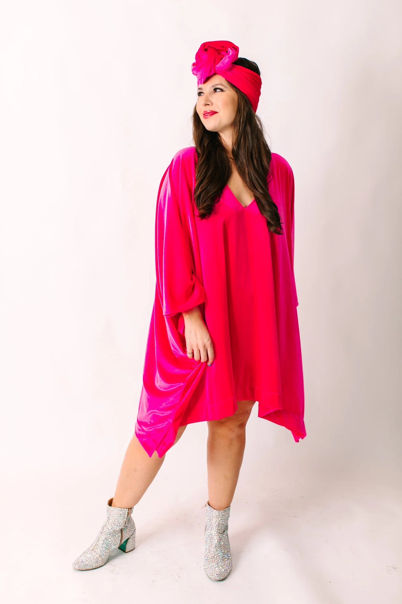 Pink Velvet Short Caftan - Image 4