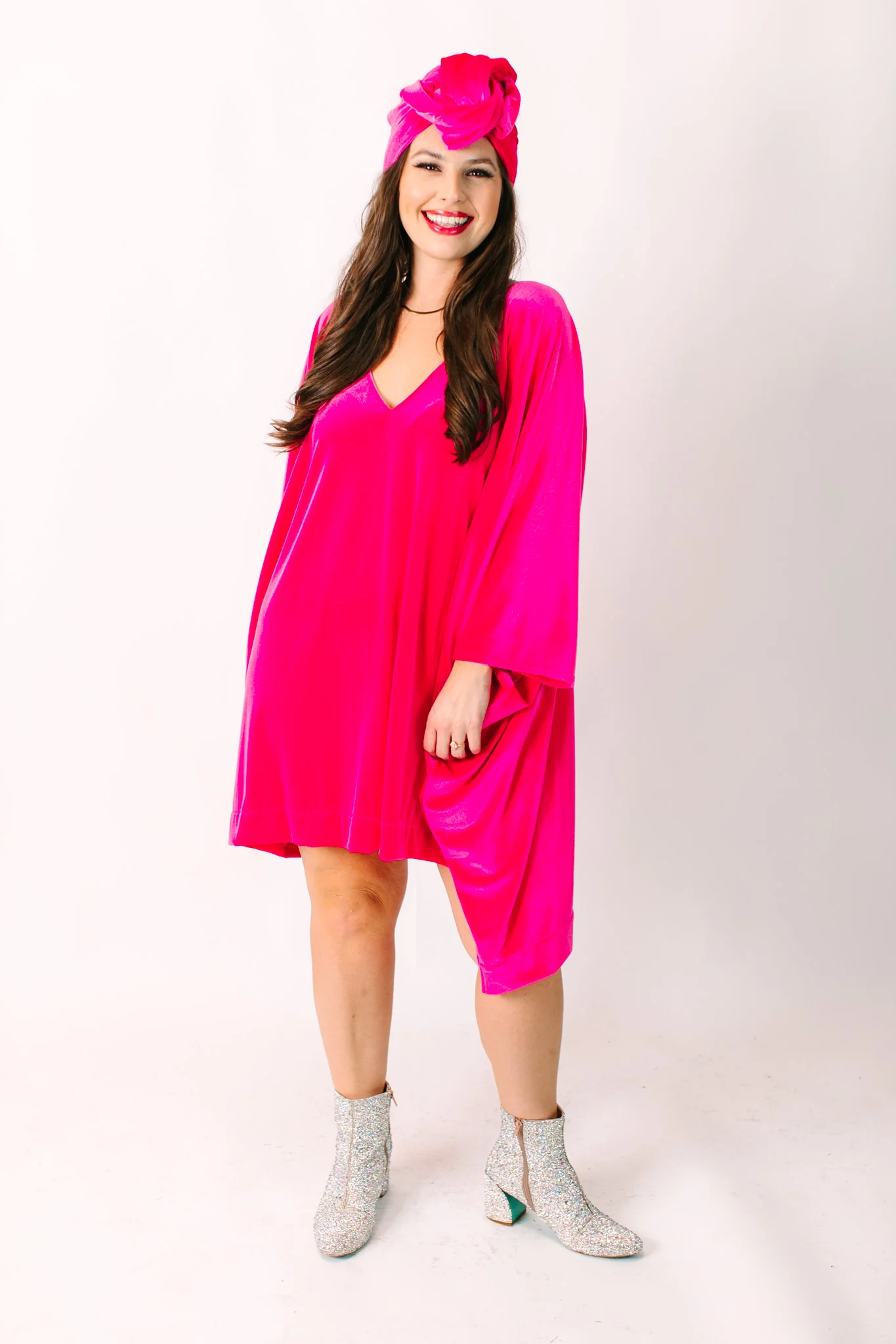 Pink Velvet Short Caftan - Image 5
