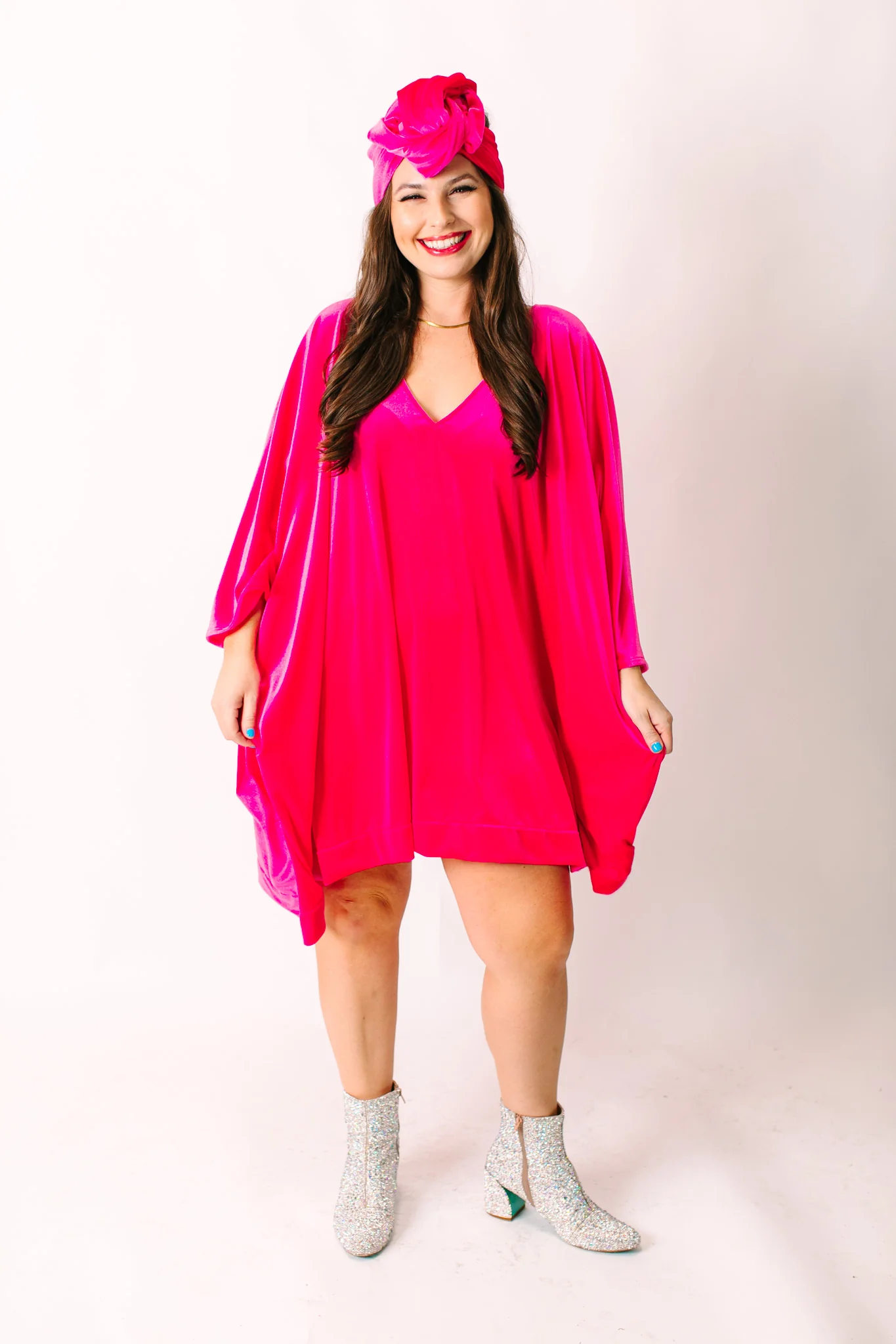 Pink Velvet Short Caftan - Image 6