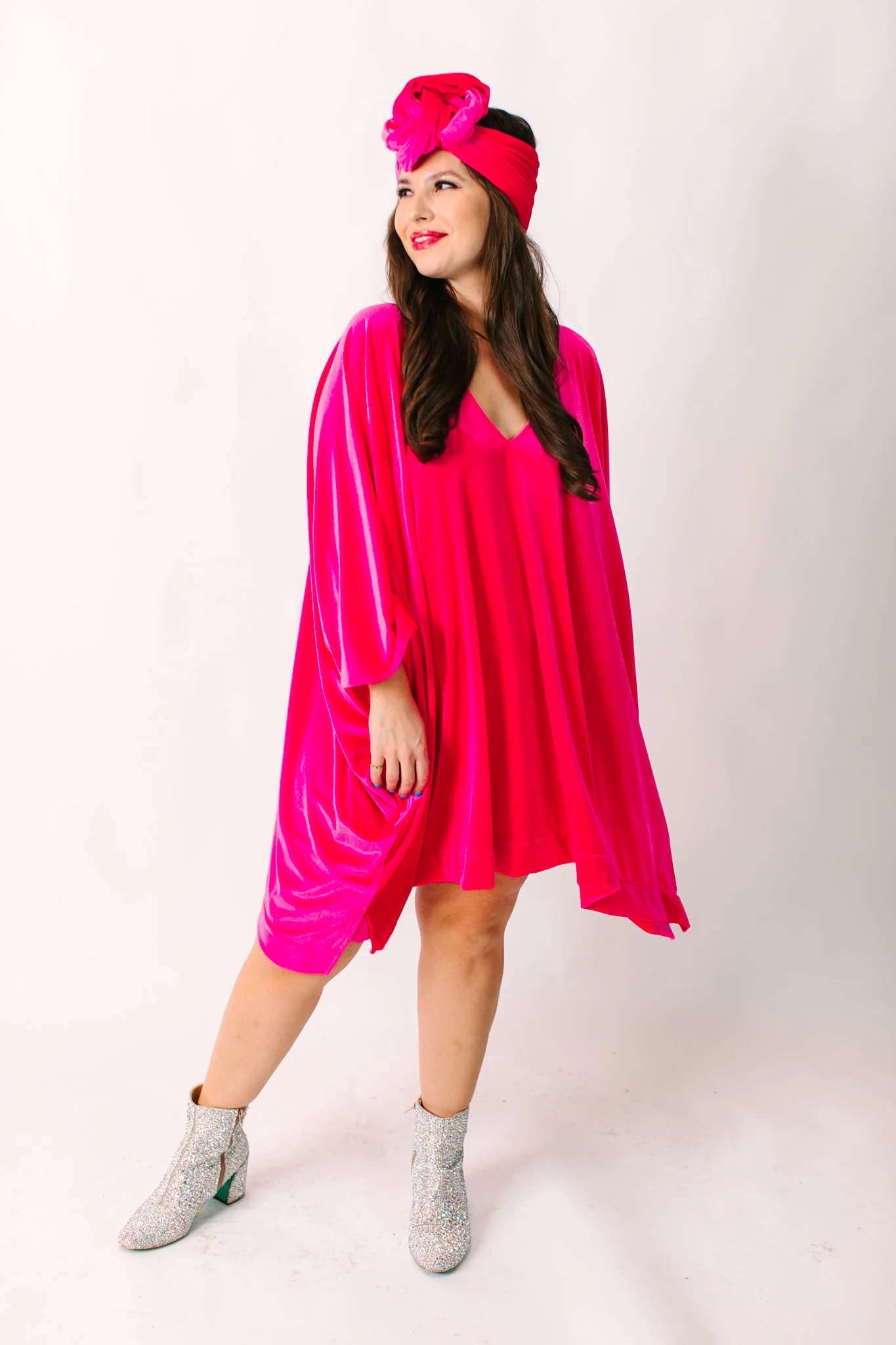 Pink Velvet Short Caftan - Image 8