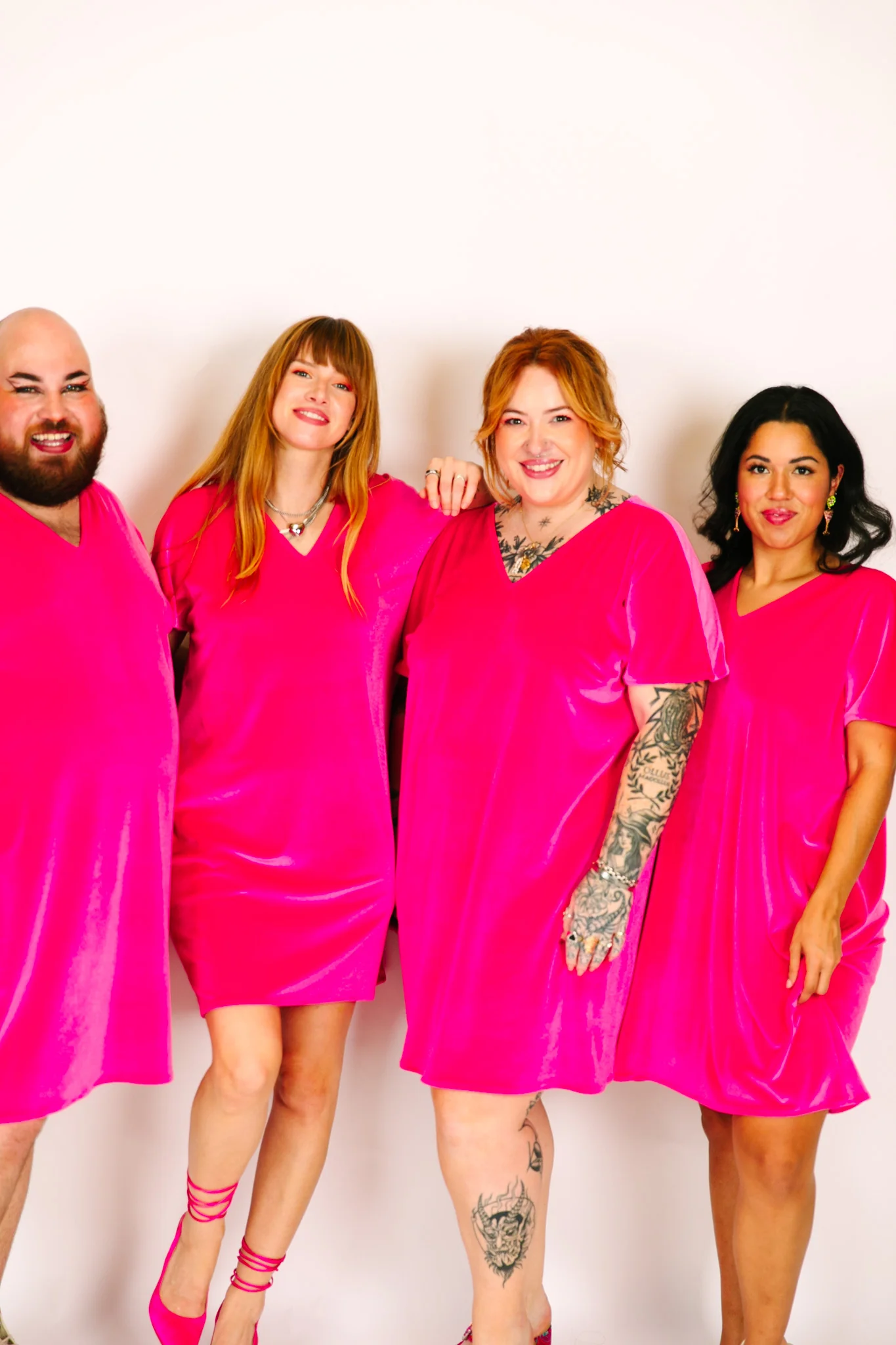 Pink Velvet V-Neck Dress - Image 6