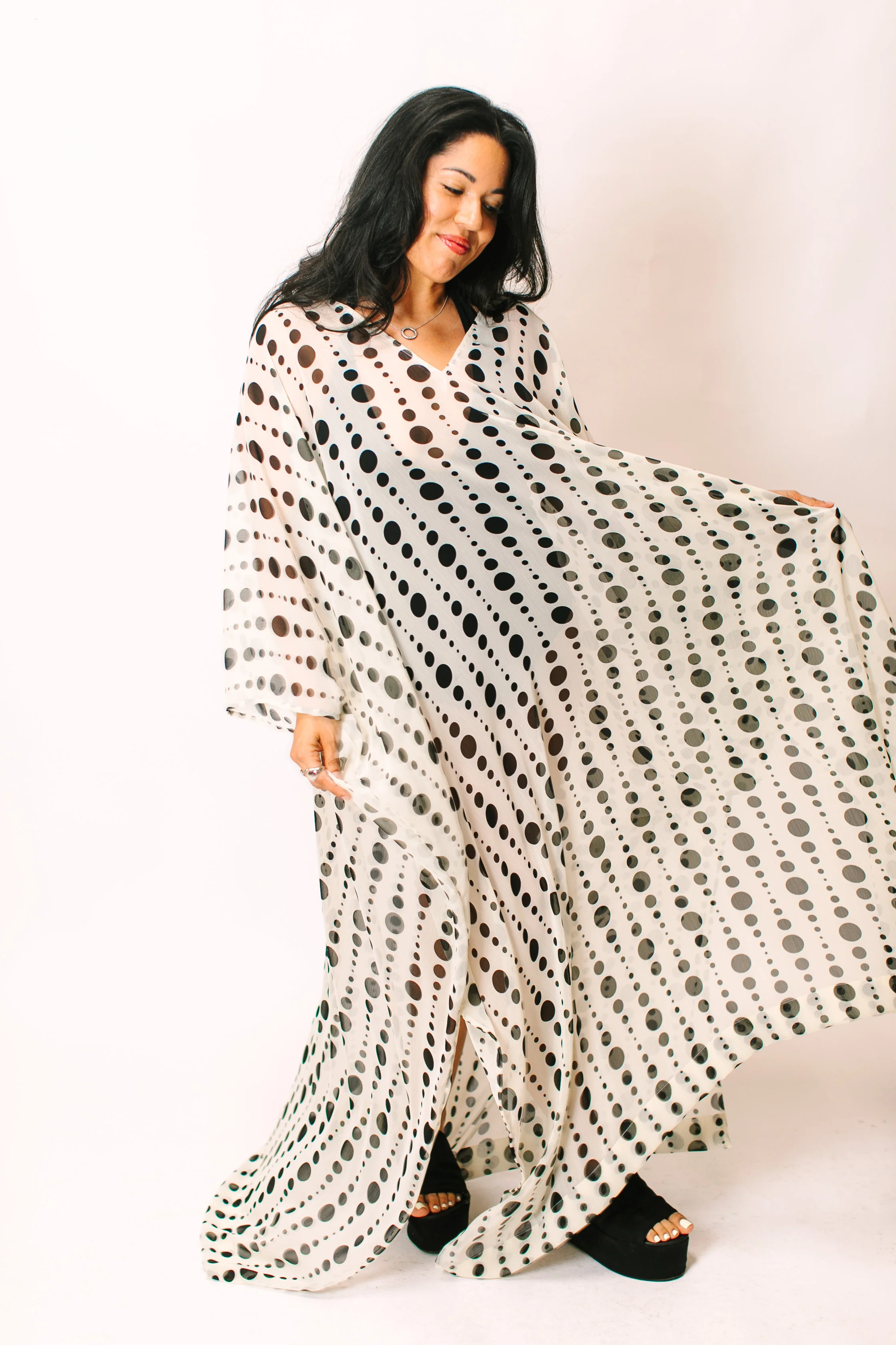 Polka Dot Sheer Long Caftan