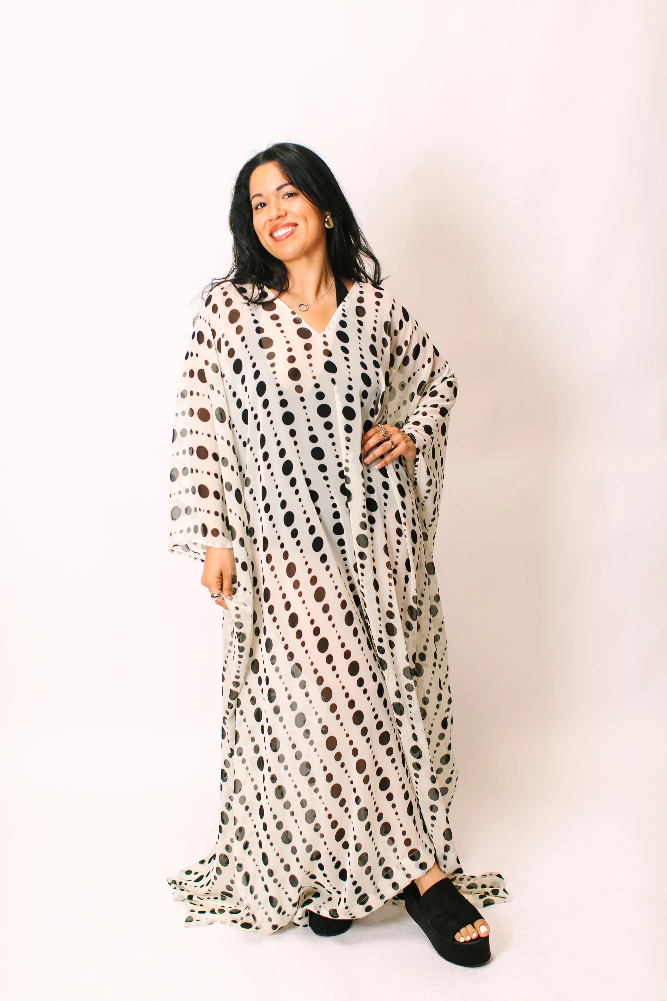 Polka Dot Sheer Long Caftan - Image 10