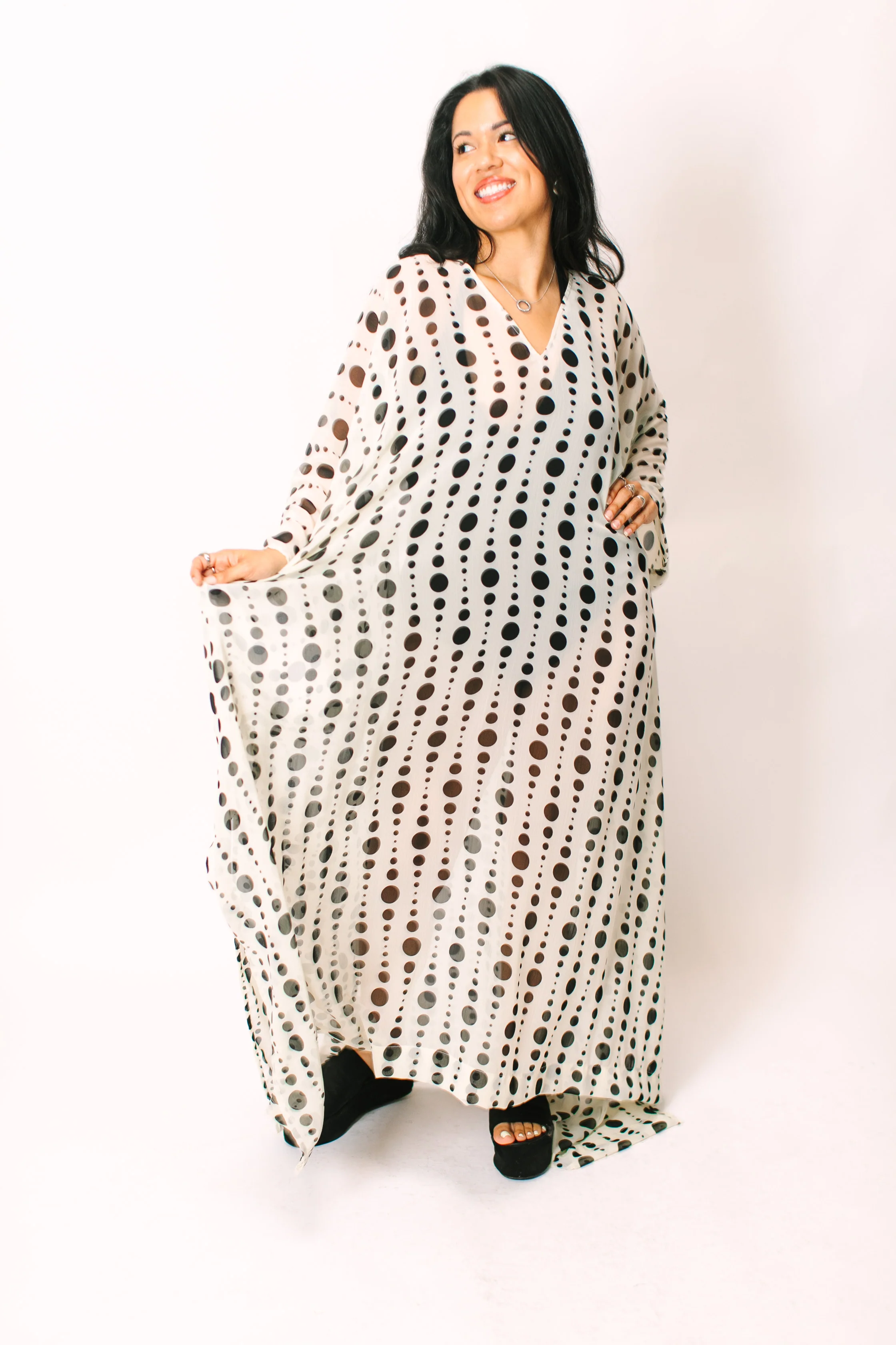 Polka Dot Sheer Long Caftan - Image 2