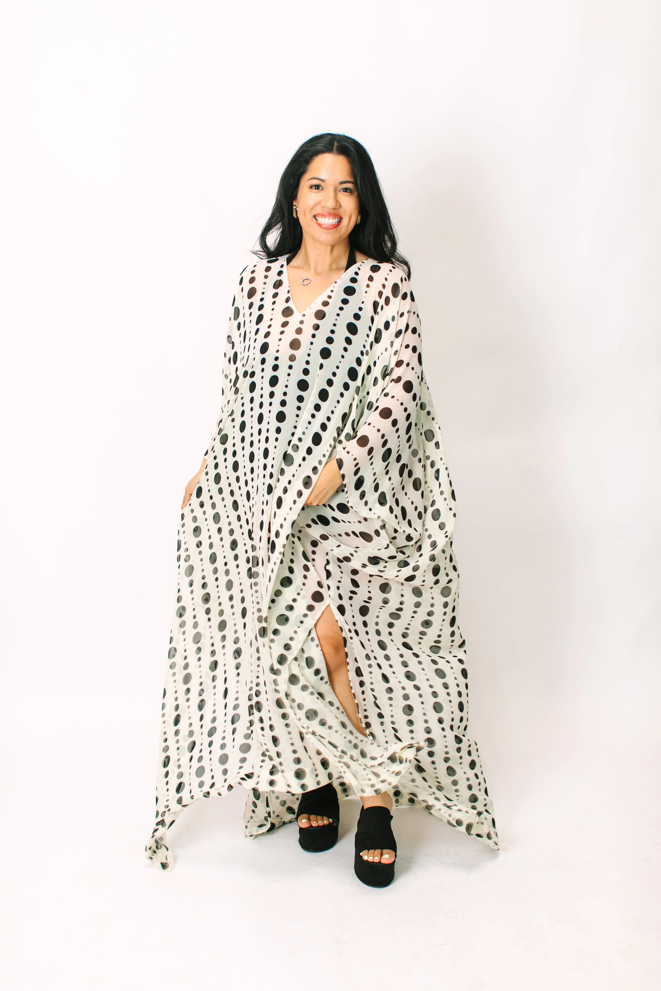Polka Dot Sheer Long Caftan - Image 3