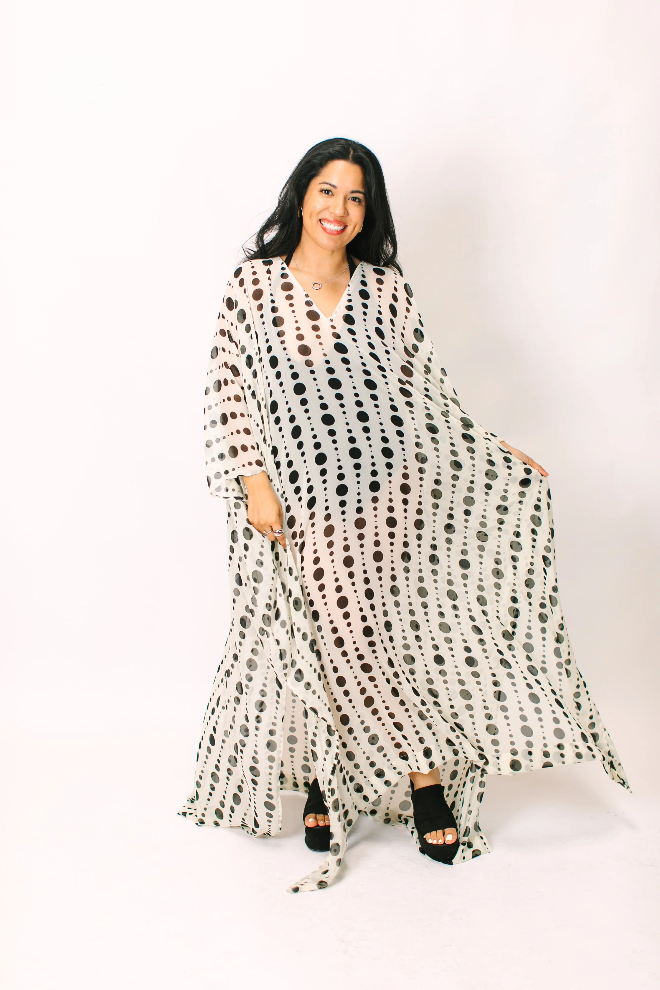 Polka Dot Sheer Long Caftan - Image 4