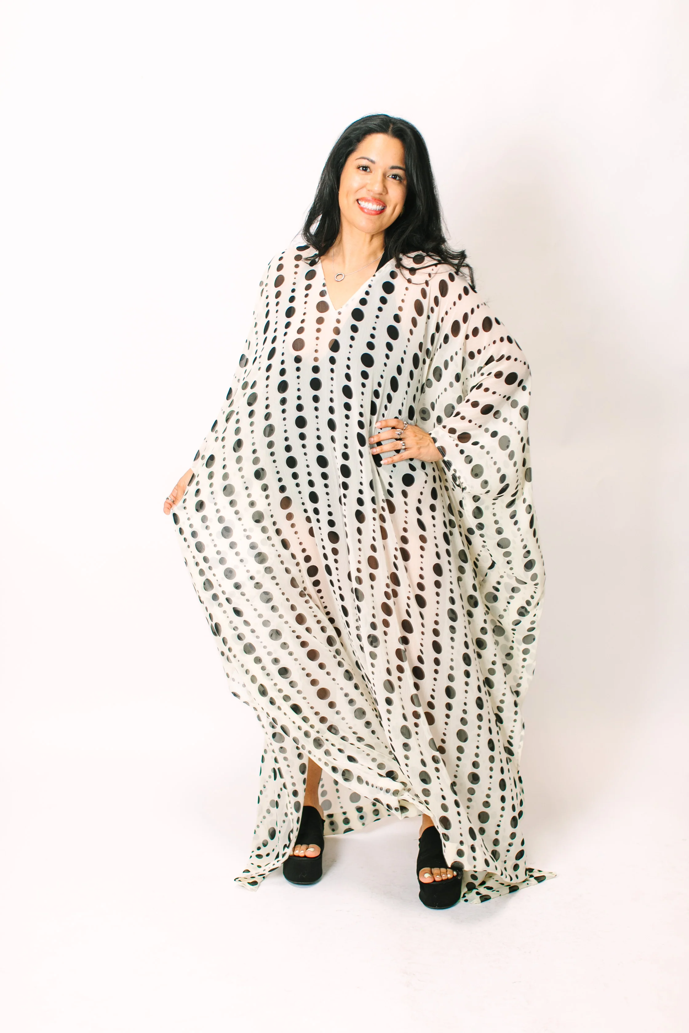 Polka Dot Sheer Long Caftan - Image 5