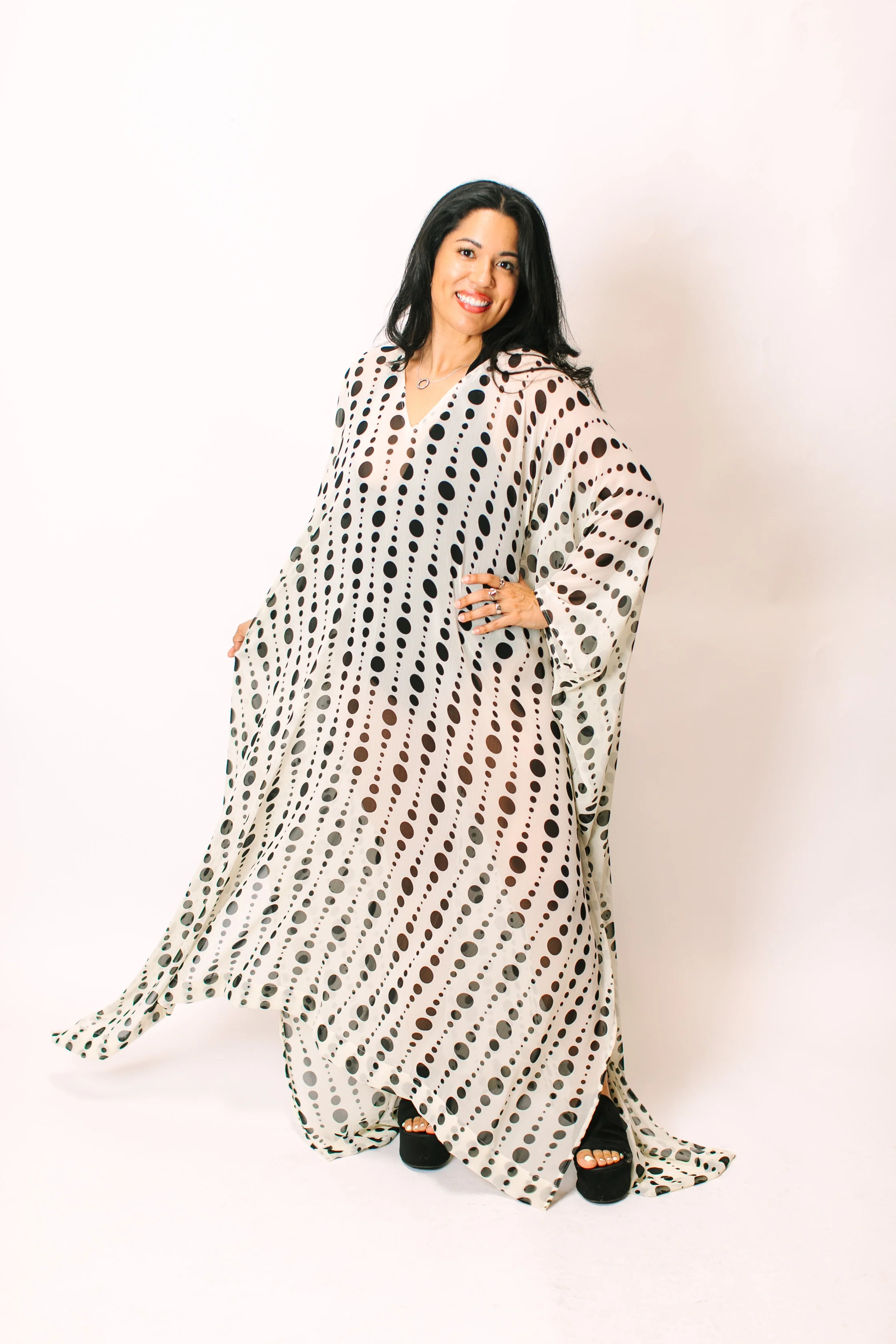 Polka Dot Sheer Long Caftan - Image 6