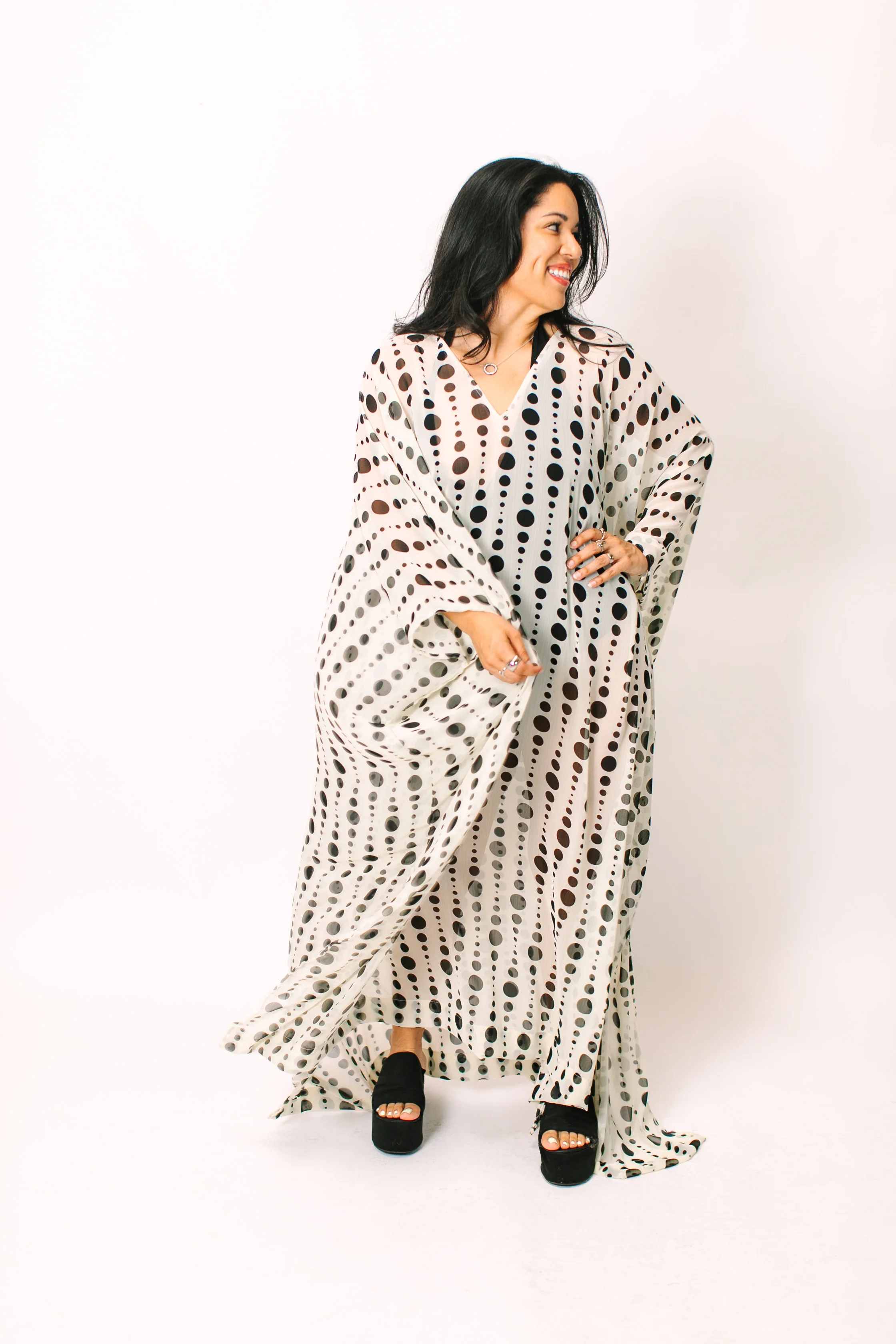 Polka Dot Sheer Long Caftan - Image 7